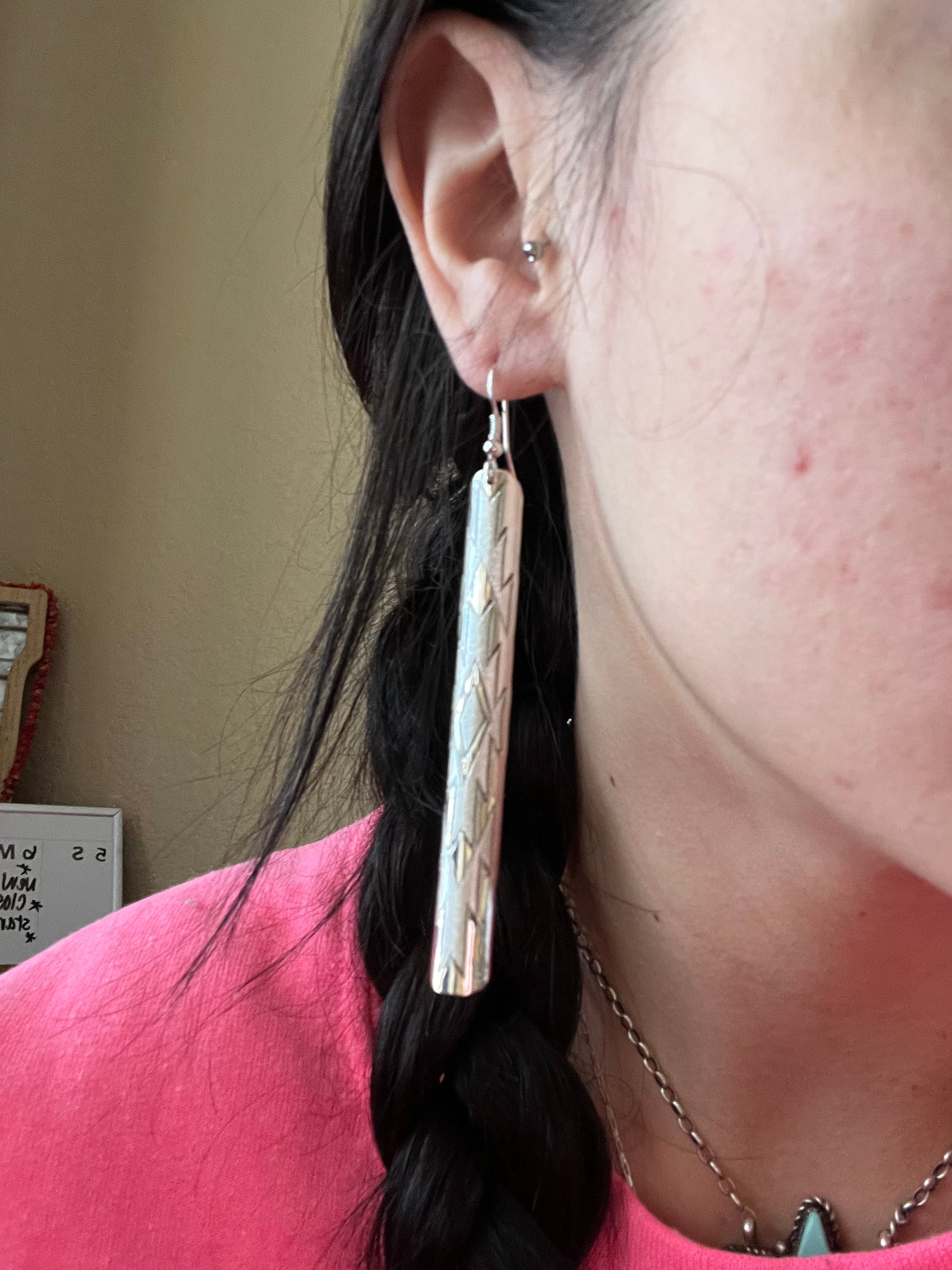 Navajo Made Sterling Silver Dangle Earrings