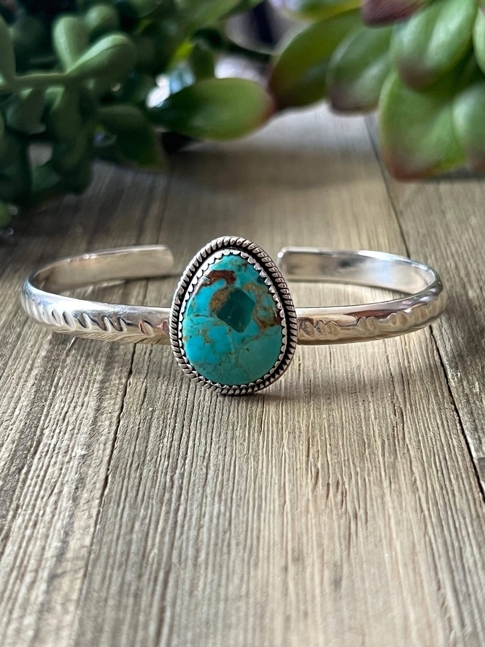 Southwest Made Kingman Turquoise & Sterling Silver Cuff Bracelet