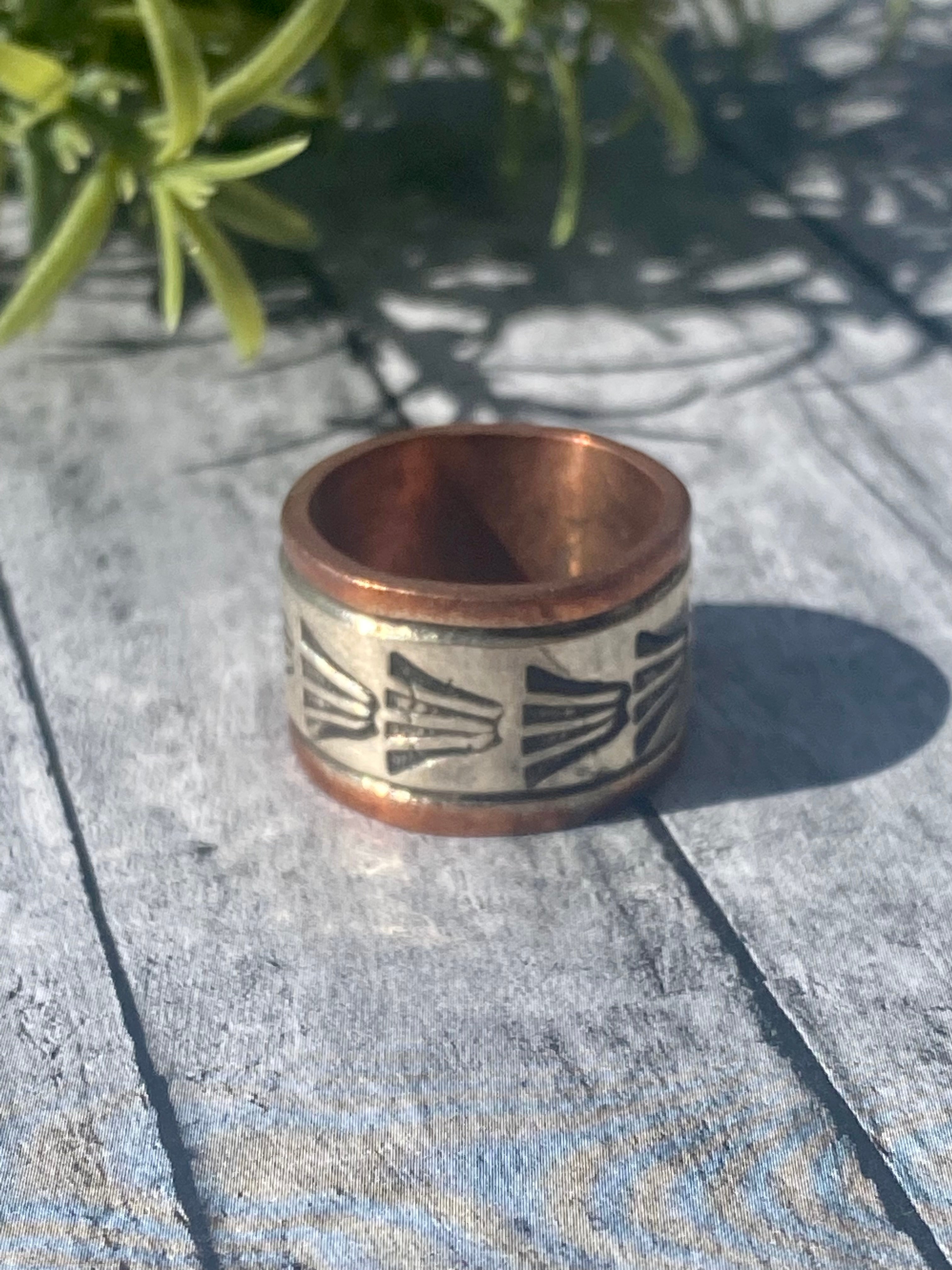 Navajo Made Copper & Sterling Silver Ring Size 7