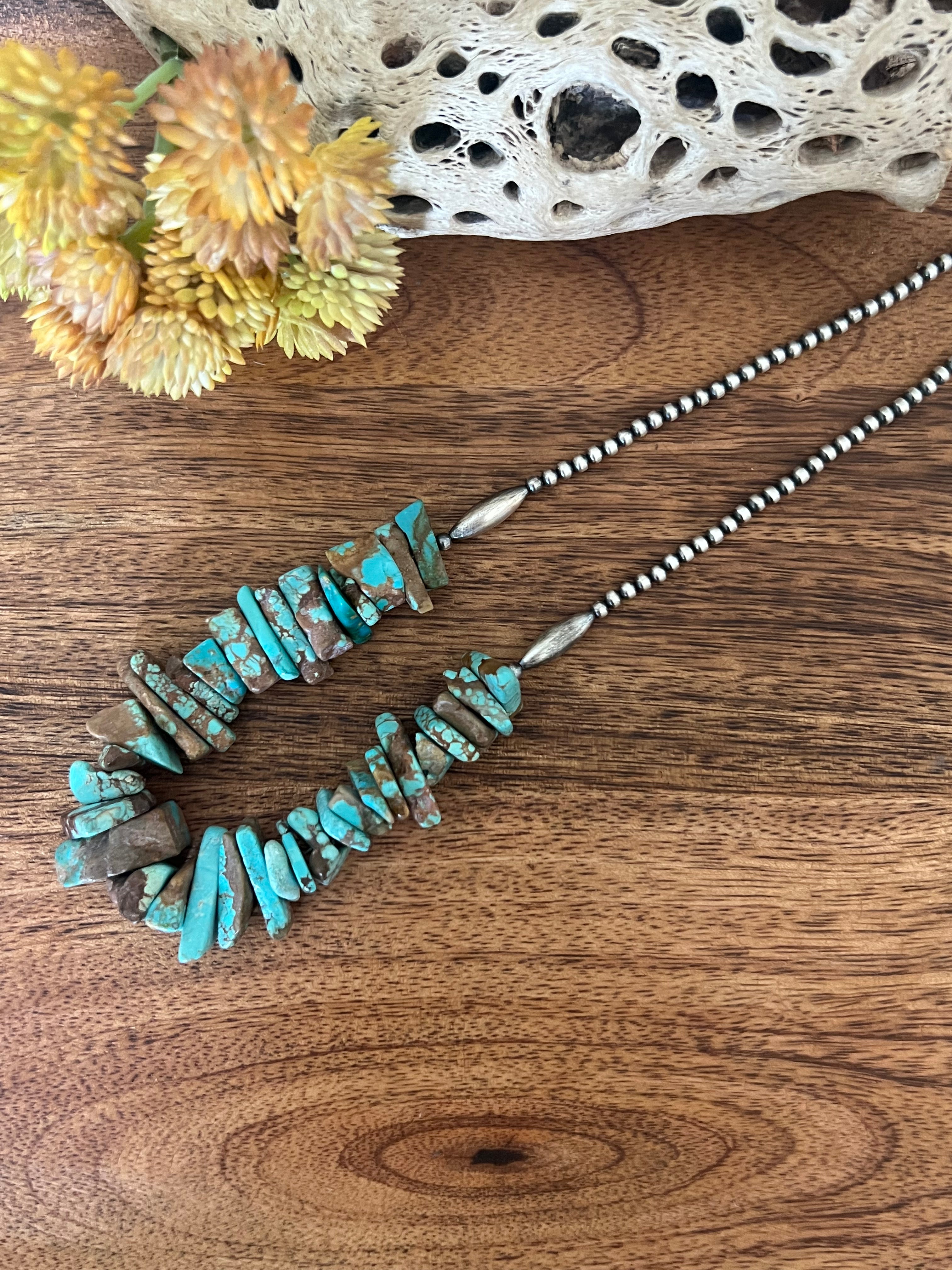Navajo Made #8 Turquoise & Sterling Silver Necklace