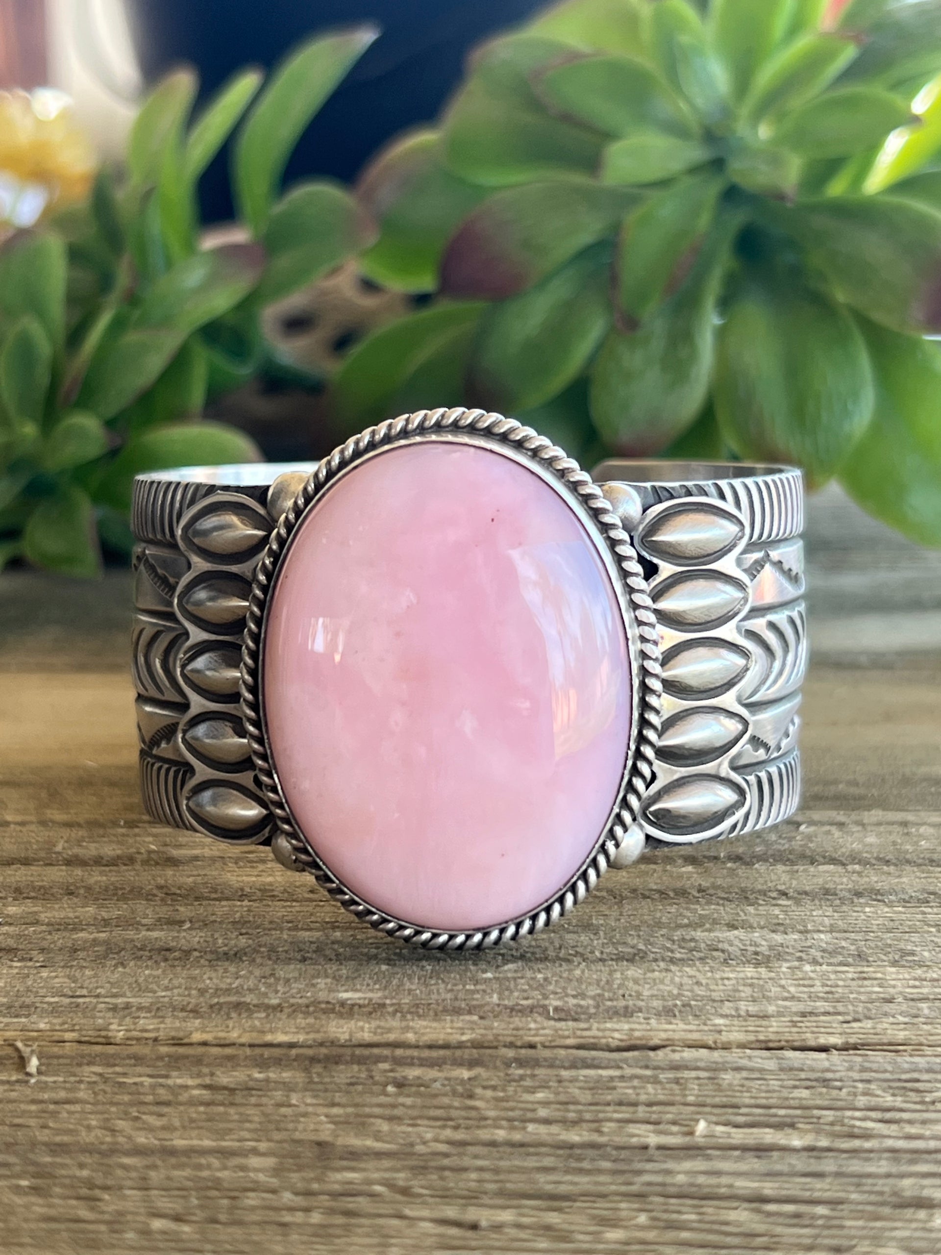 Alex Sanchez Pink Opal & Sterling Silver Cuff Bracelet