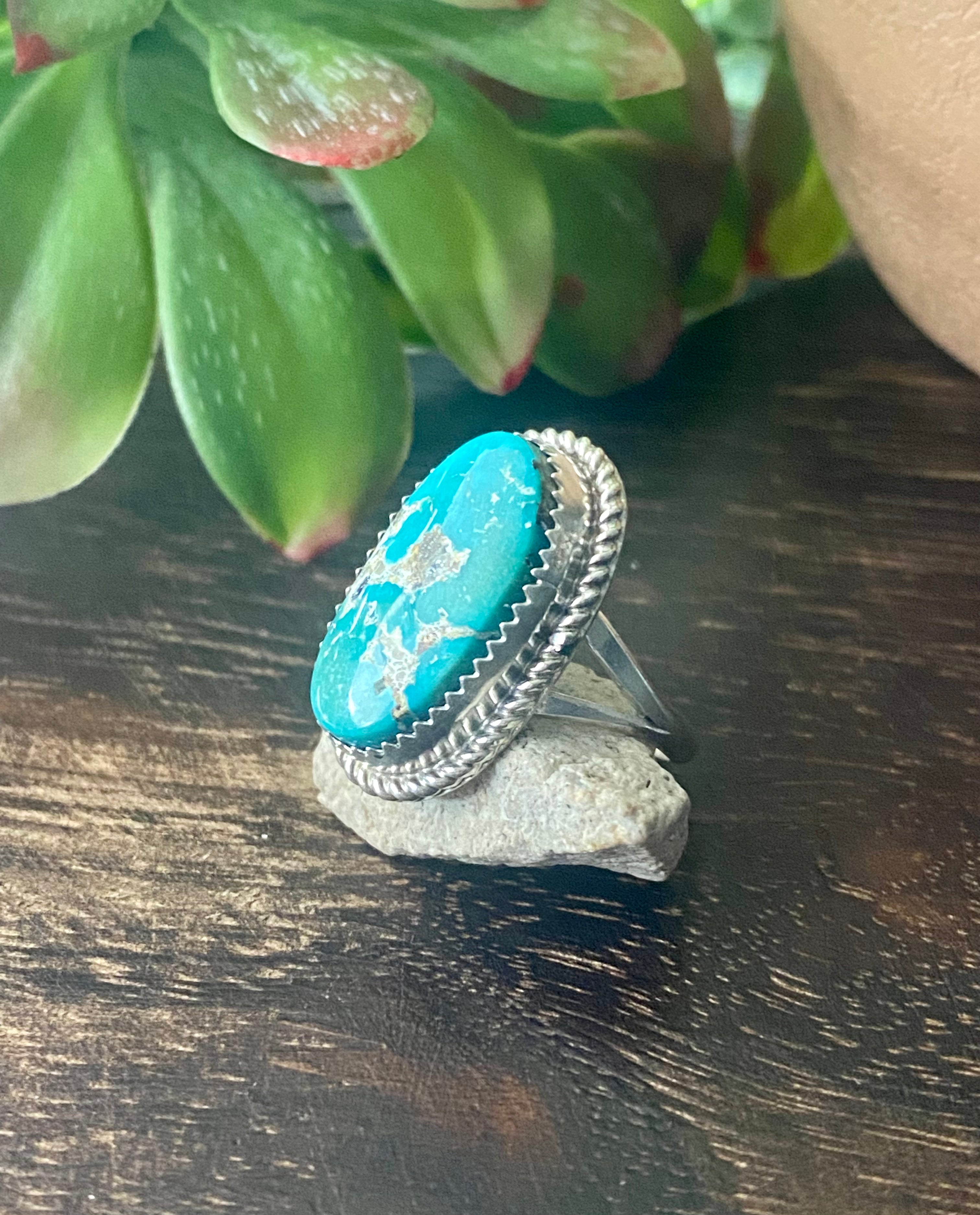 Reda Galvan South Hill Turquoise & Sterling Silver Ring Size 8.75