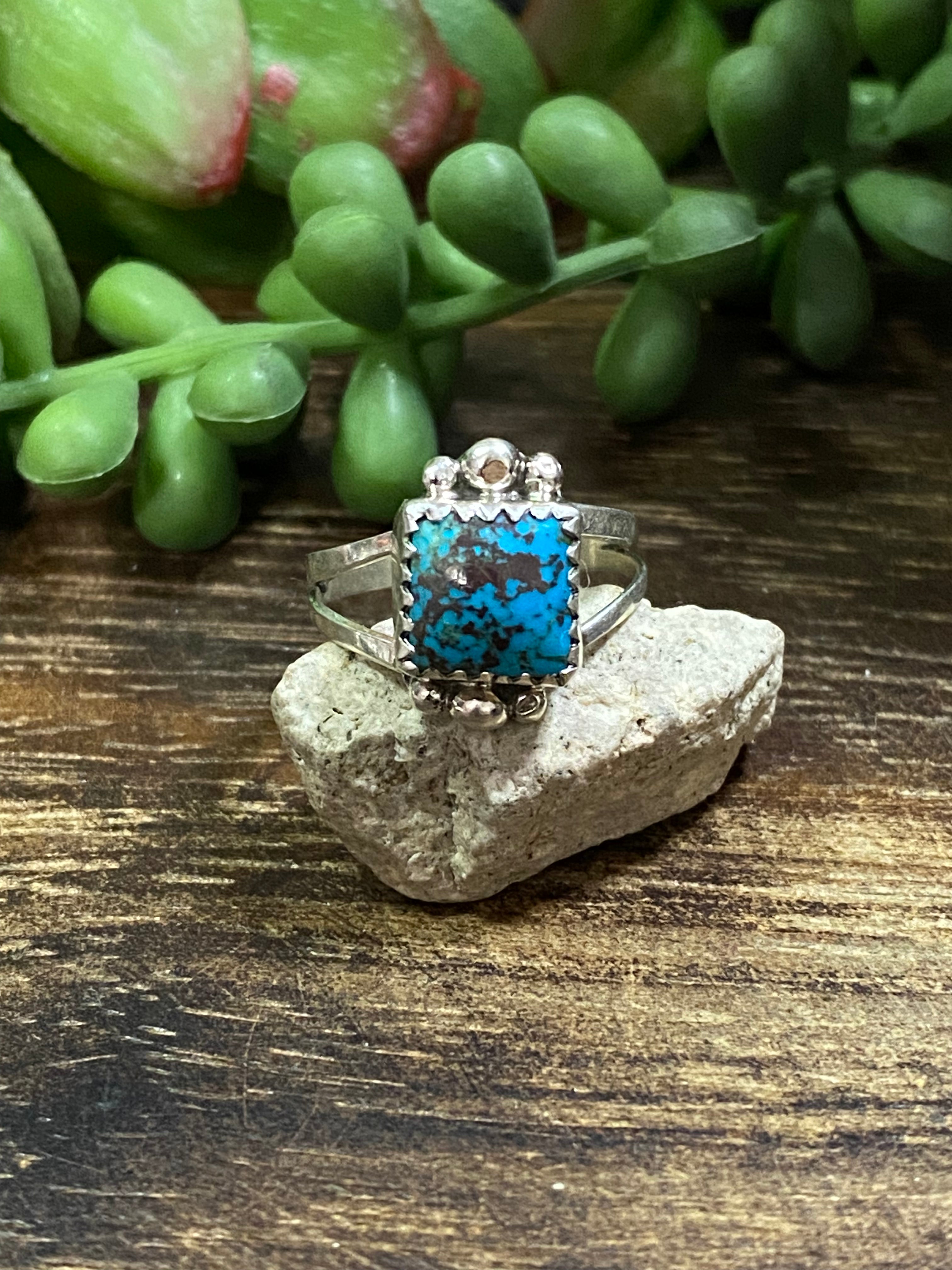 Navajo Made Kingman Turquoise & Sterling Silver Rings