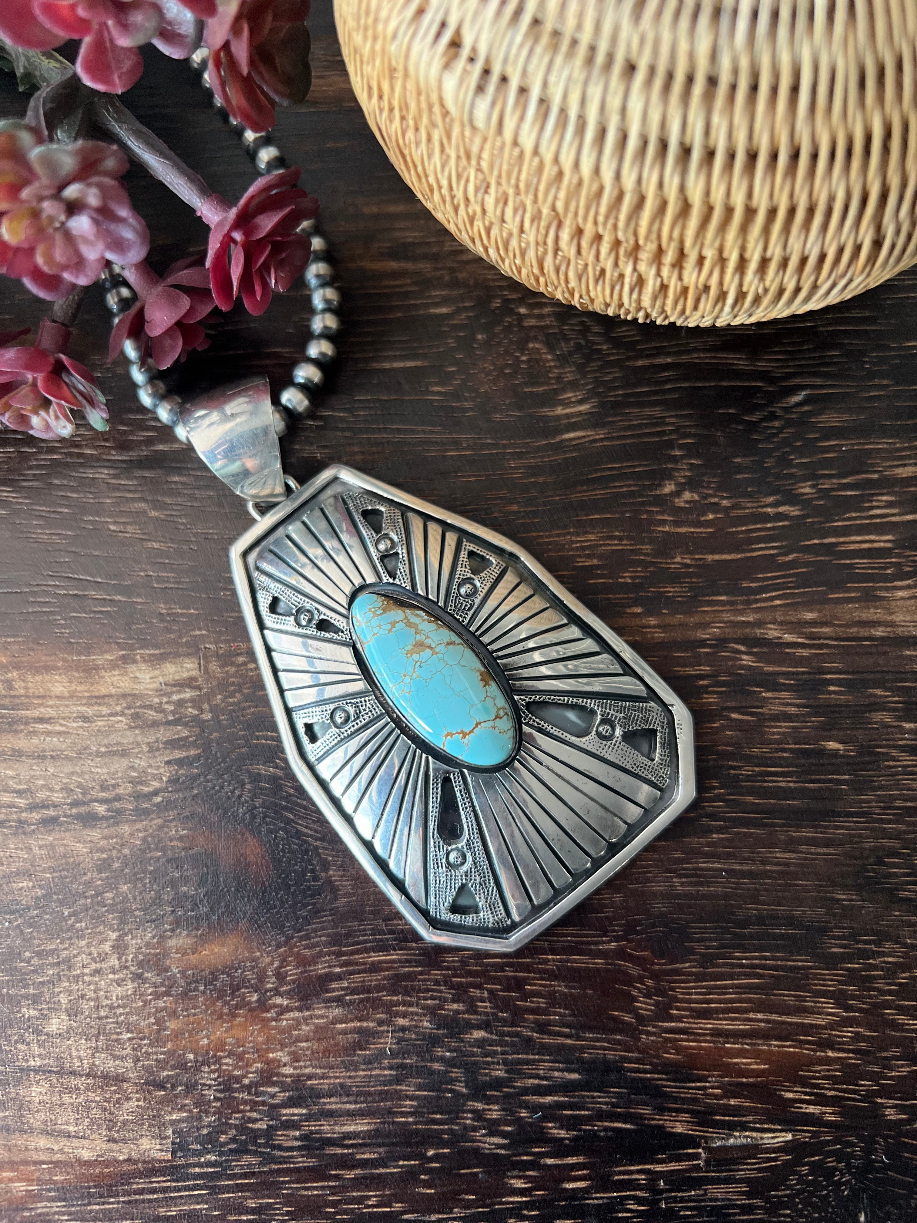 Bobby Johnson Number #8 Turquoise & Sterling Silver Pendant