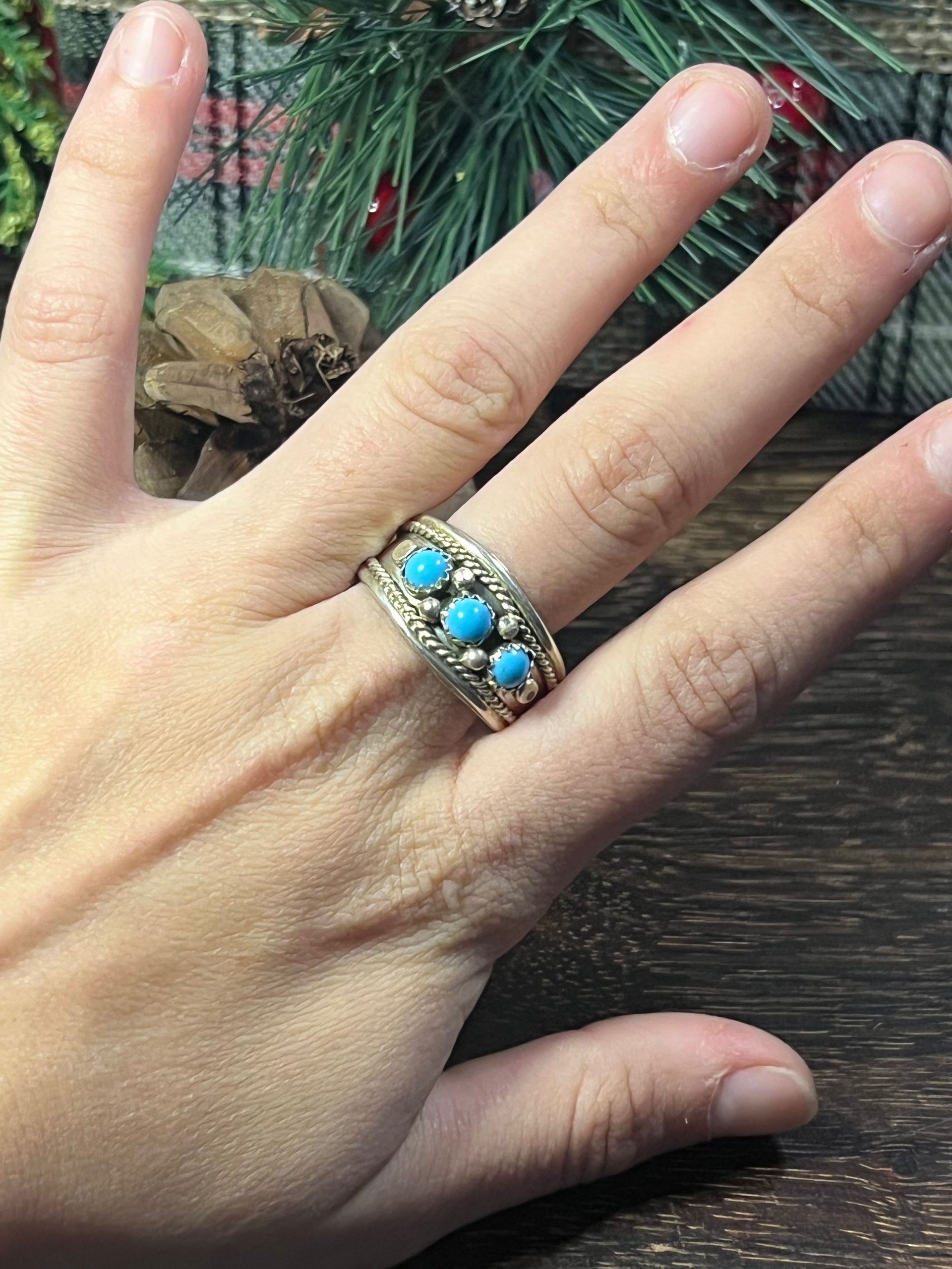 Elton Cadman Kingman Turquoise & Sterling Silver Ring Size 12.5