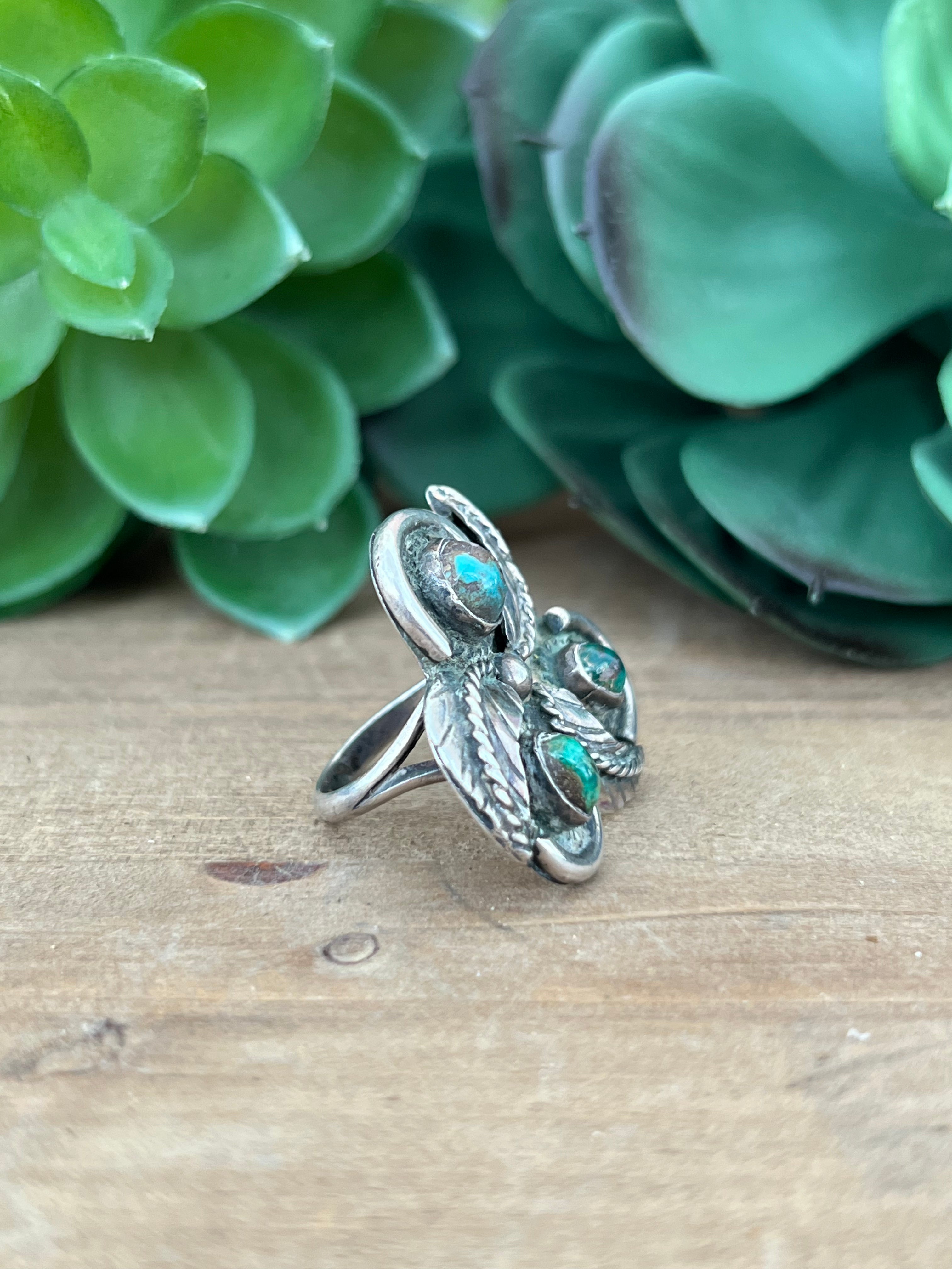 Navajo Turquoise & Sterling Silver Ring Size 6.5