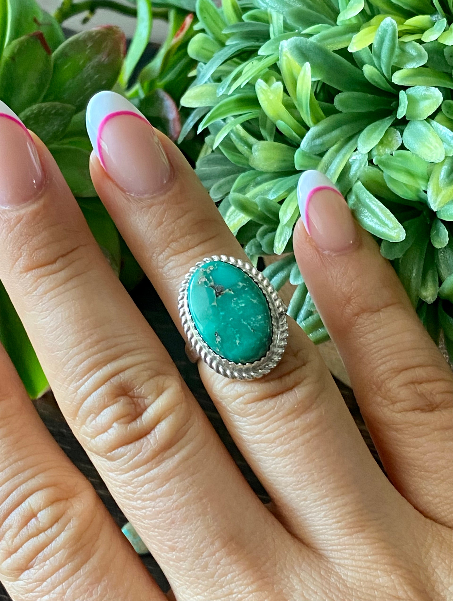 Reda Galvan Broken Arrow Variscite & Sterling Silver Ring Size 5.5