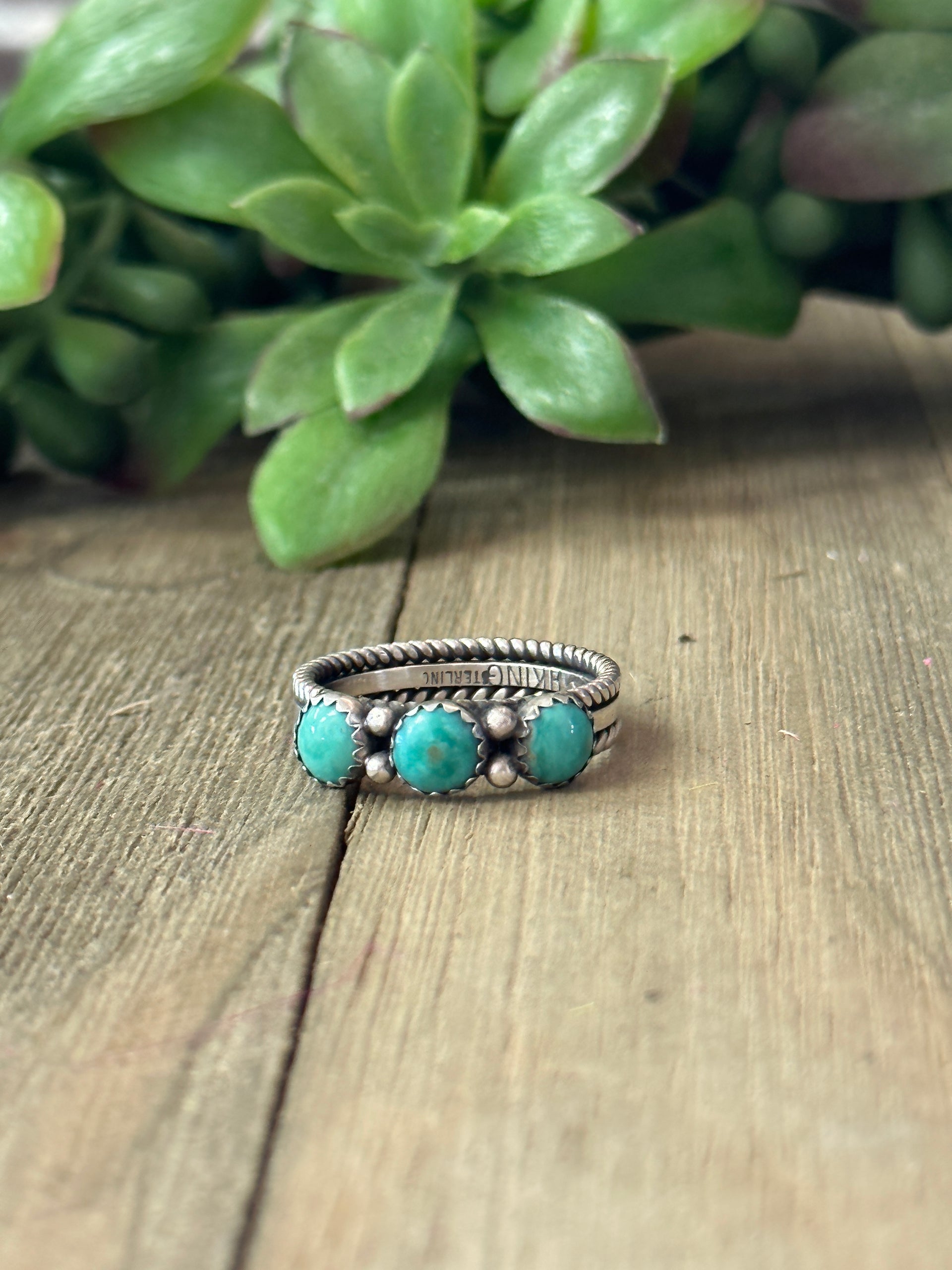 Navajo Made Kingman Turquoise & Sterling Silver Ring
