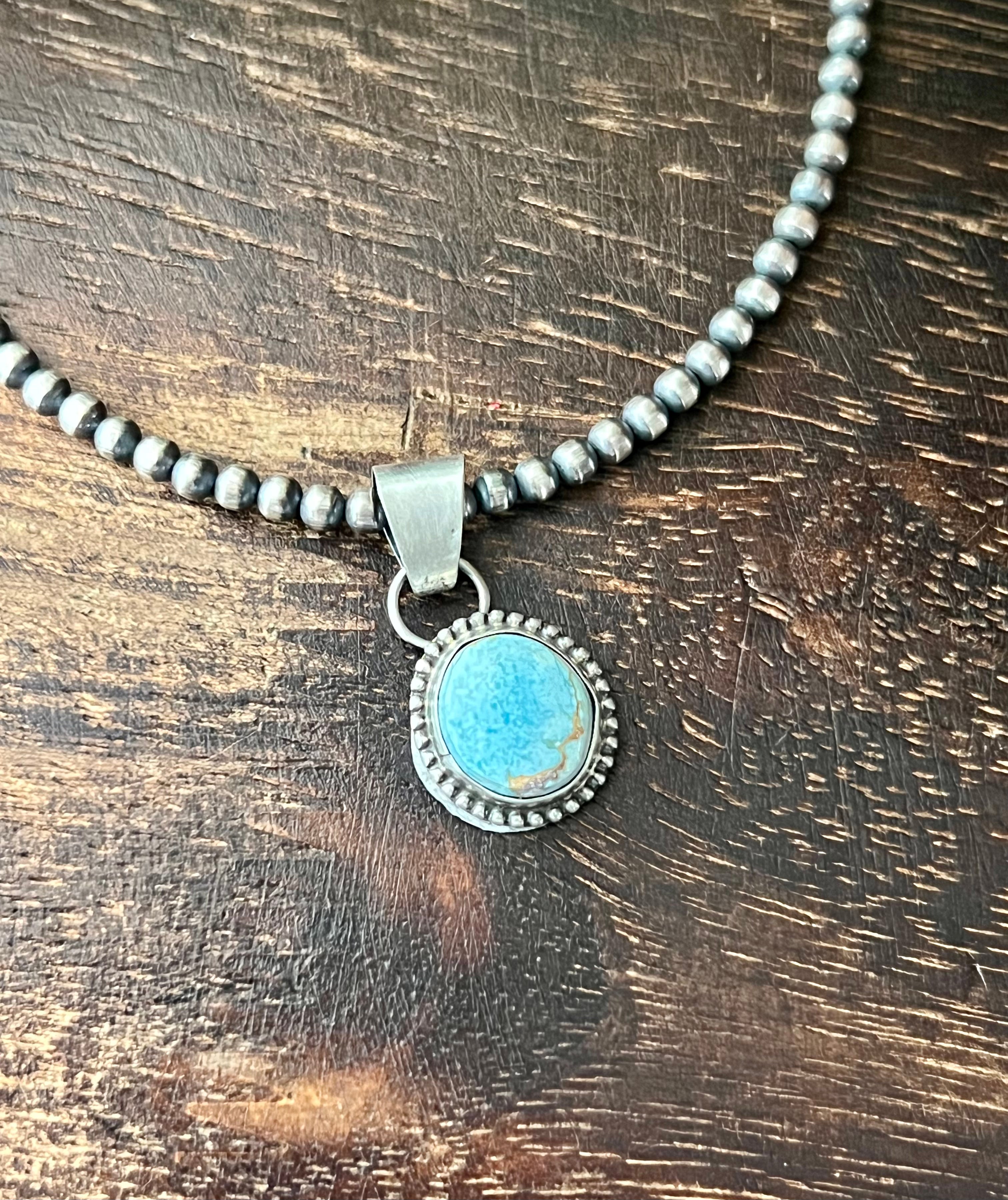 Navajo Made Golden Hill’s Turquoise & Sterling Silver Pendant