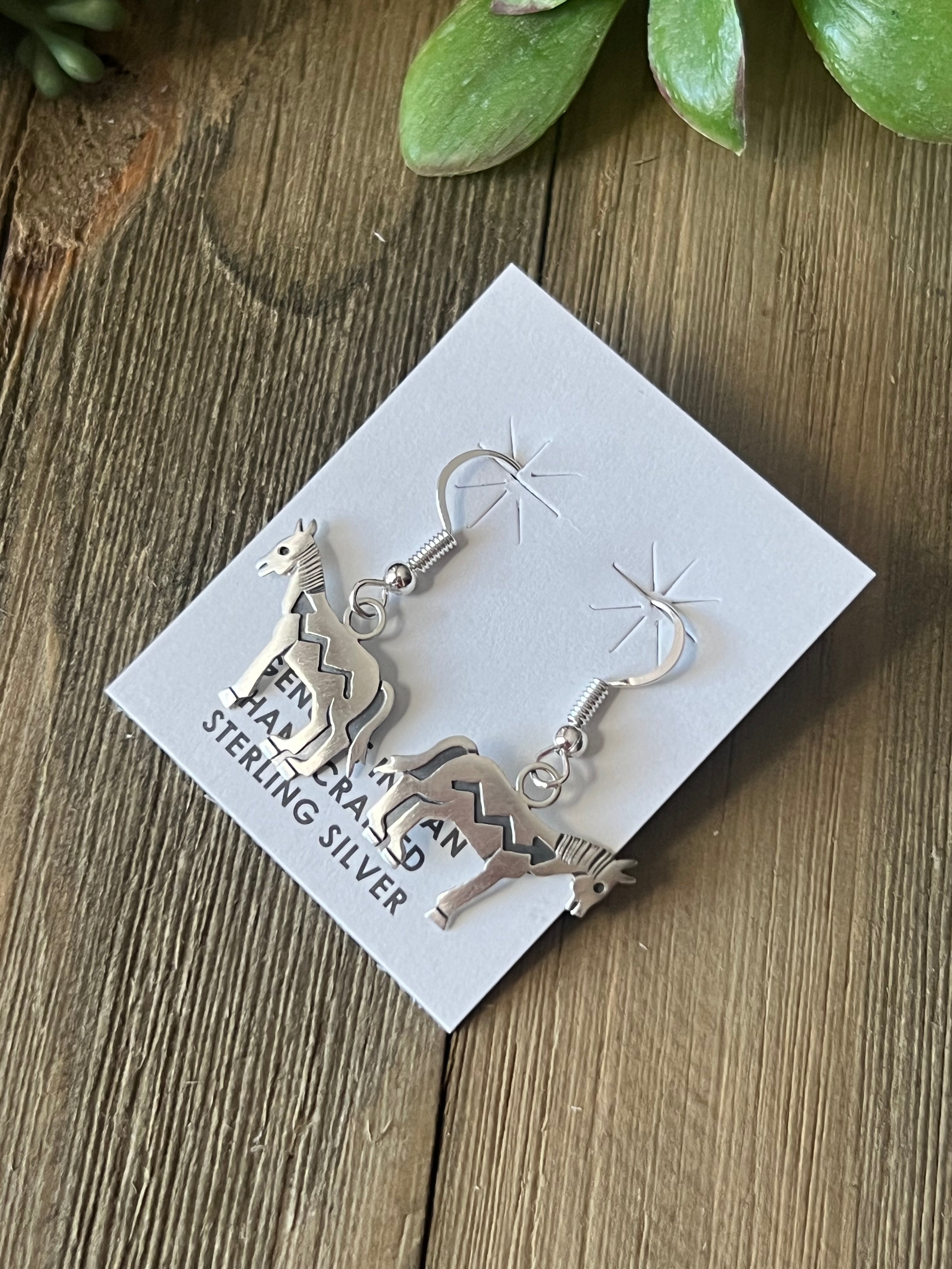 Navajo Made Sterling Silver Donkey Earrings