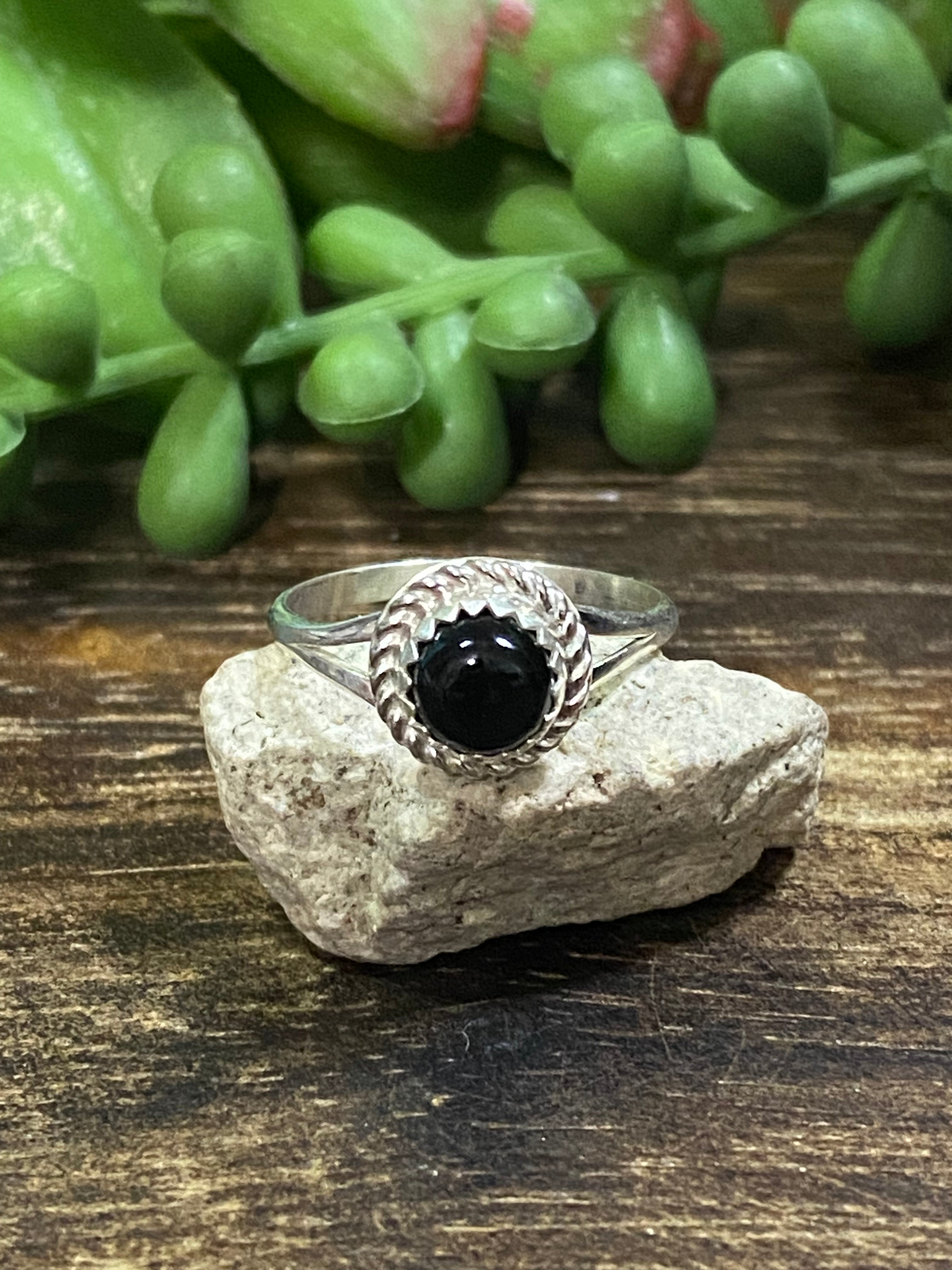 Navajo Made Onyx & Sterling Silver Ring