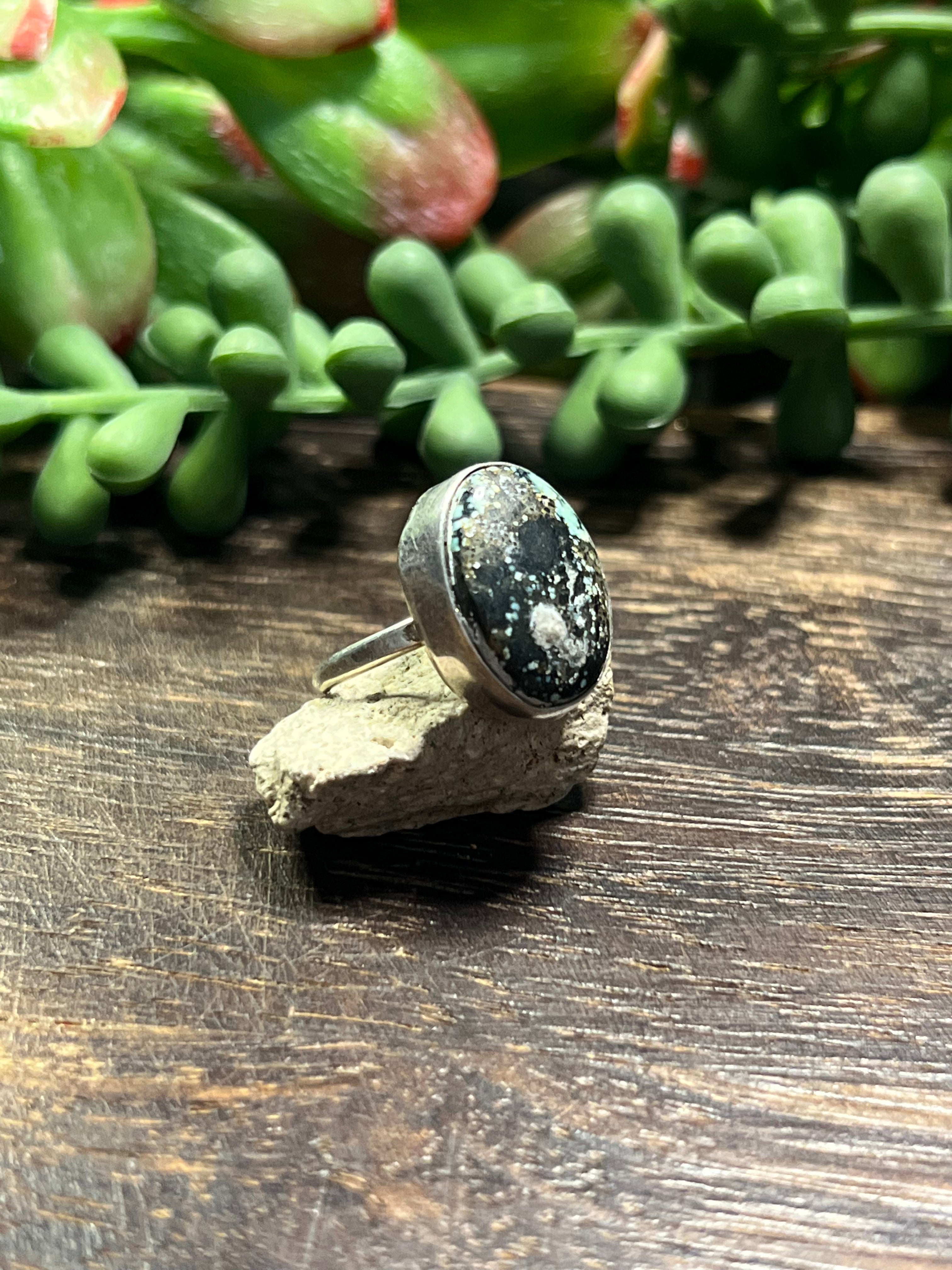 Navajo Made Tibetan & Sterling Silver Ring Size 7