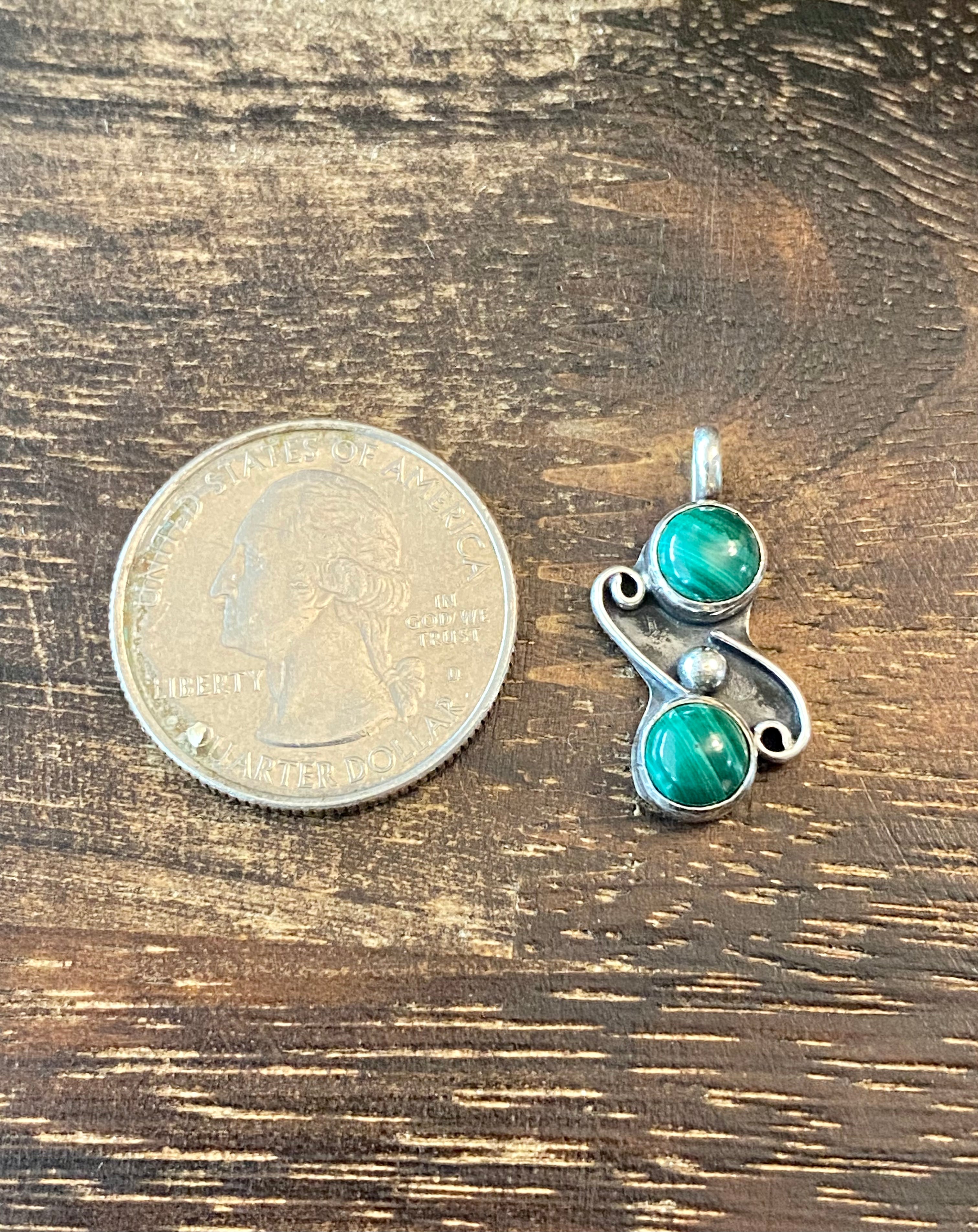 Navajo Made Malachite & Sterling Silver Pendant