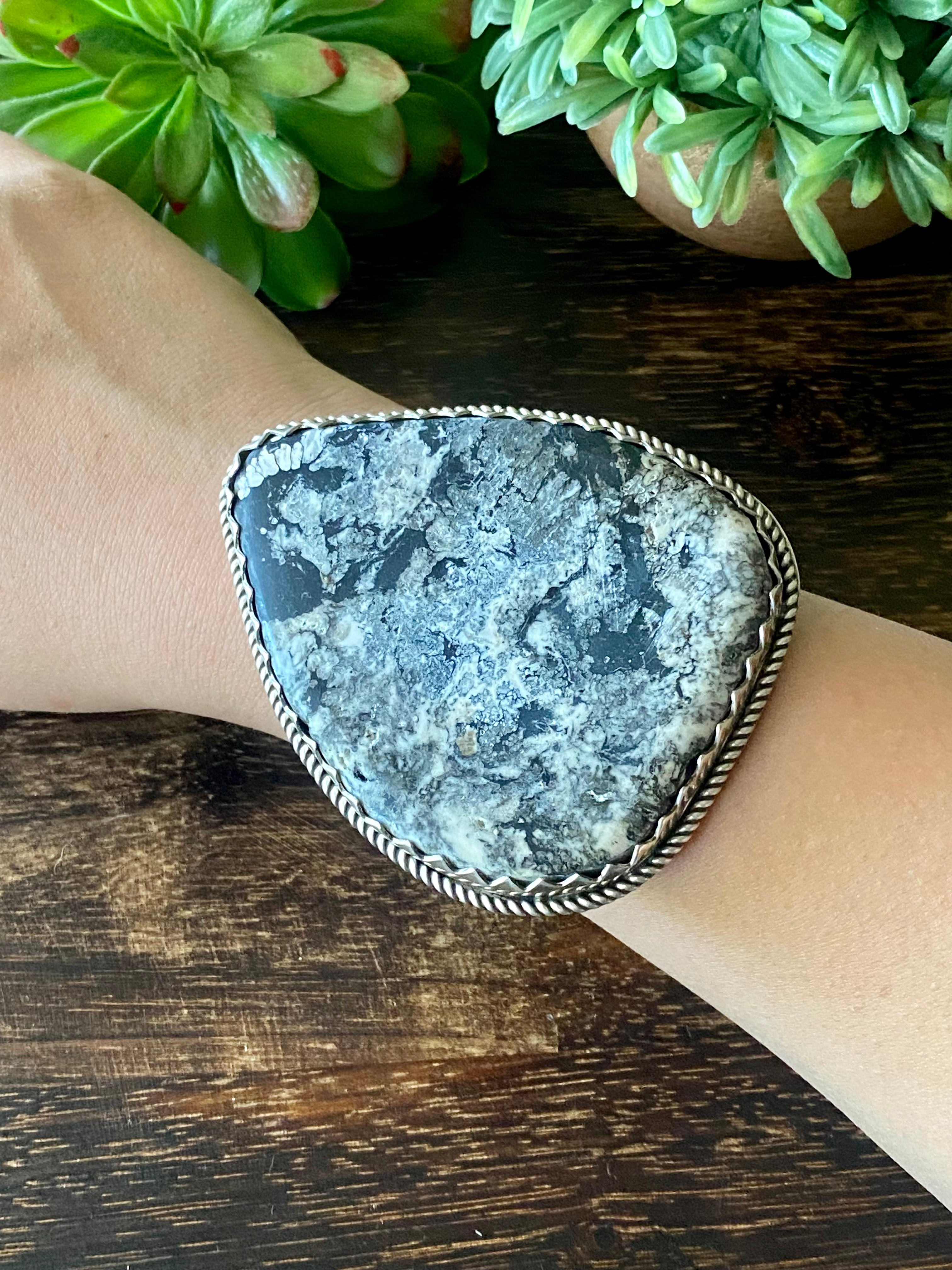 Danny Henio White Buffalo & Sterling Silver Mega Cuff Bracelet