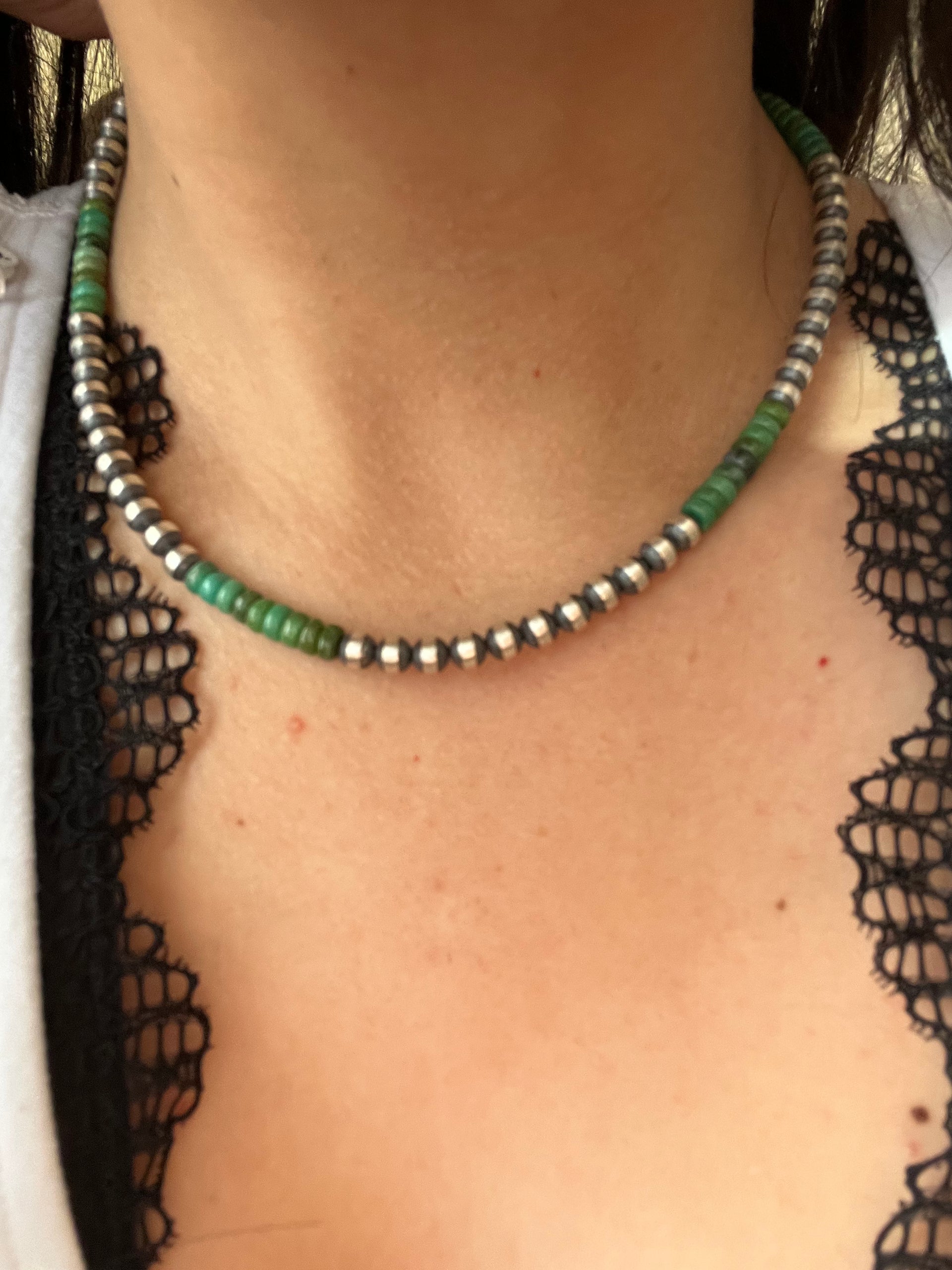 Navajo Strung Sonoran Gold & Sterling Silver 5 MM Pearl Necklace