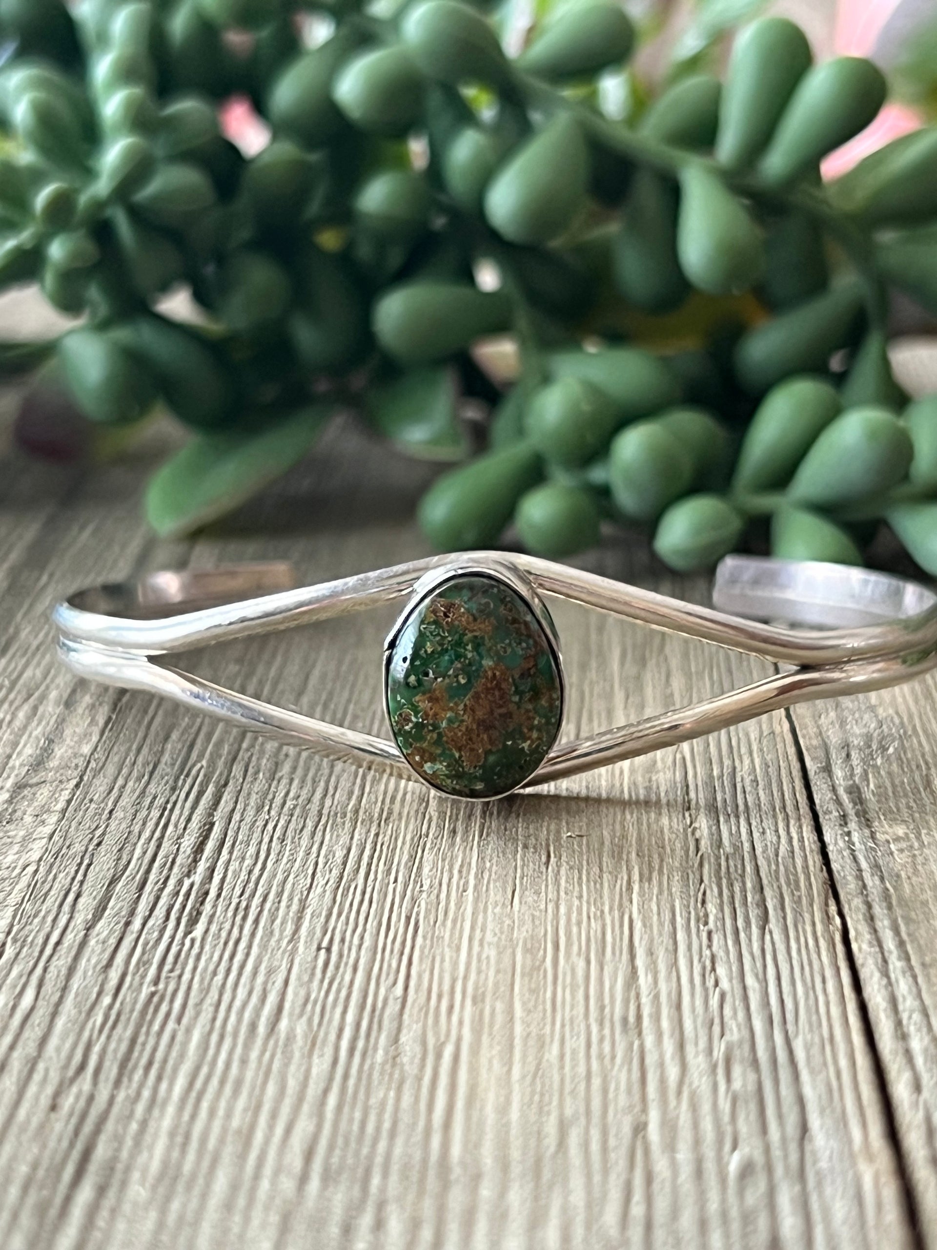 Navajo Made Royston Turquoise & Sterling Silver Cuff Bracelet