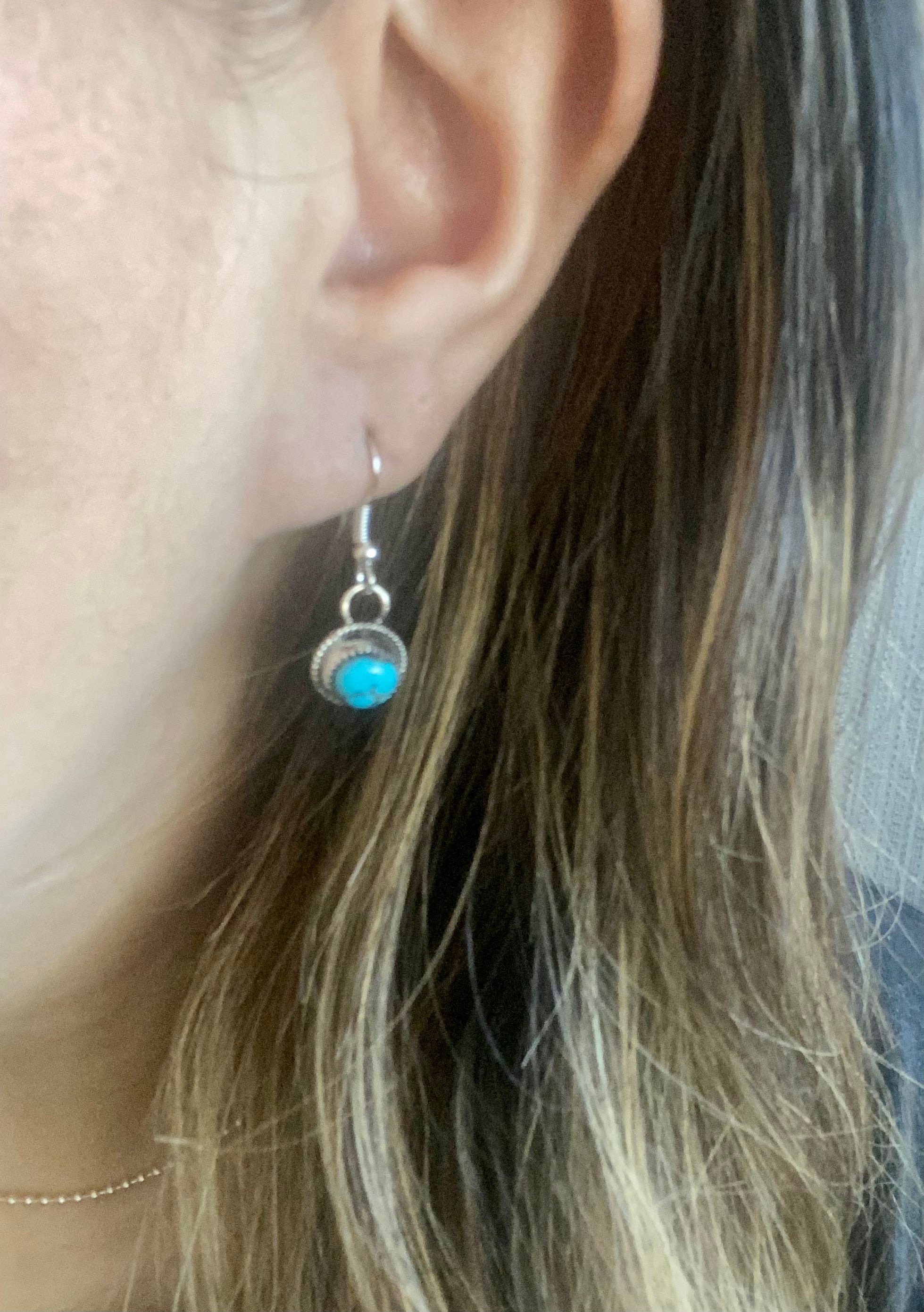 Navajo Made Kingman Turquoise & Sterling Silver Dangle Earrings