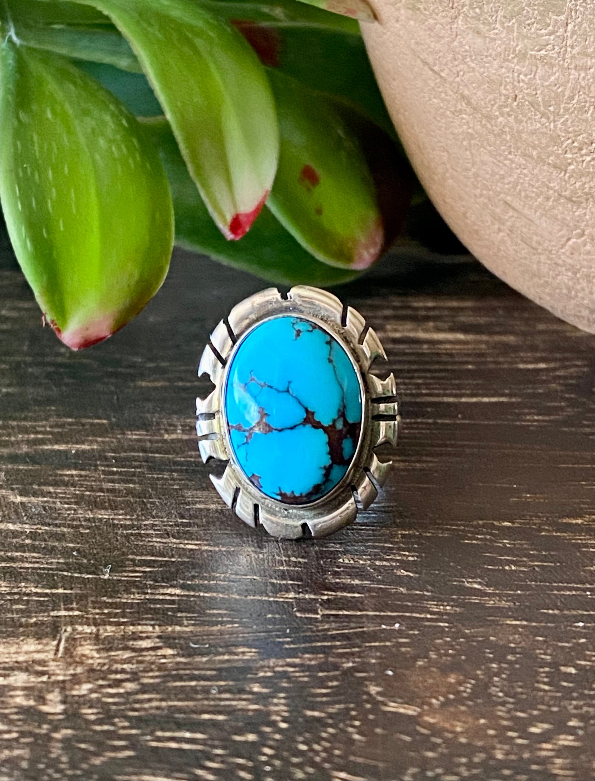 Peggy Skeets Turquoise & Sterling Silver Ring Size 4.5