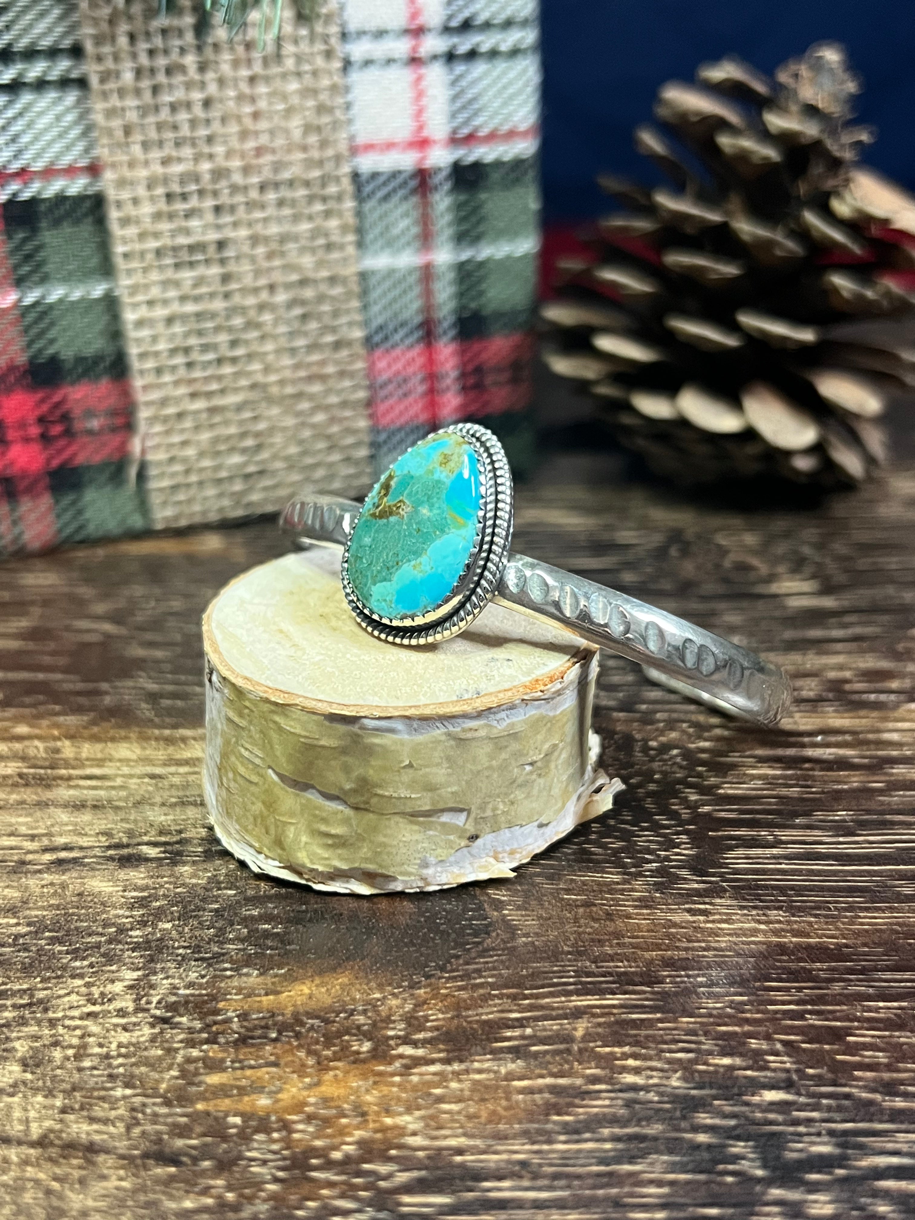 #6 Southwest Made Kingman Turquoise & Sterling Silver Cuff Bracelet