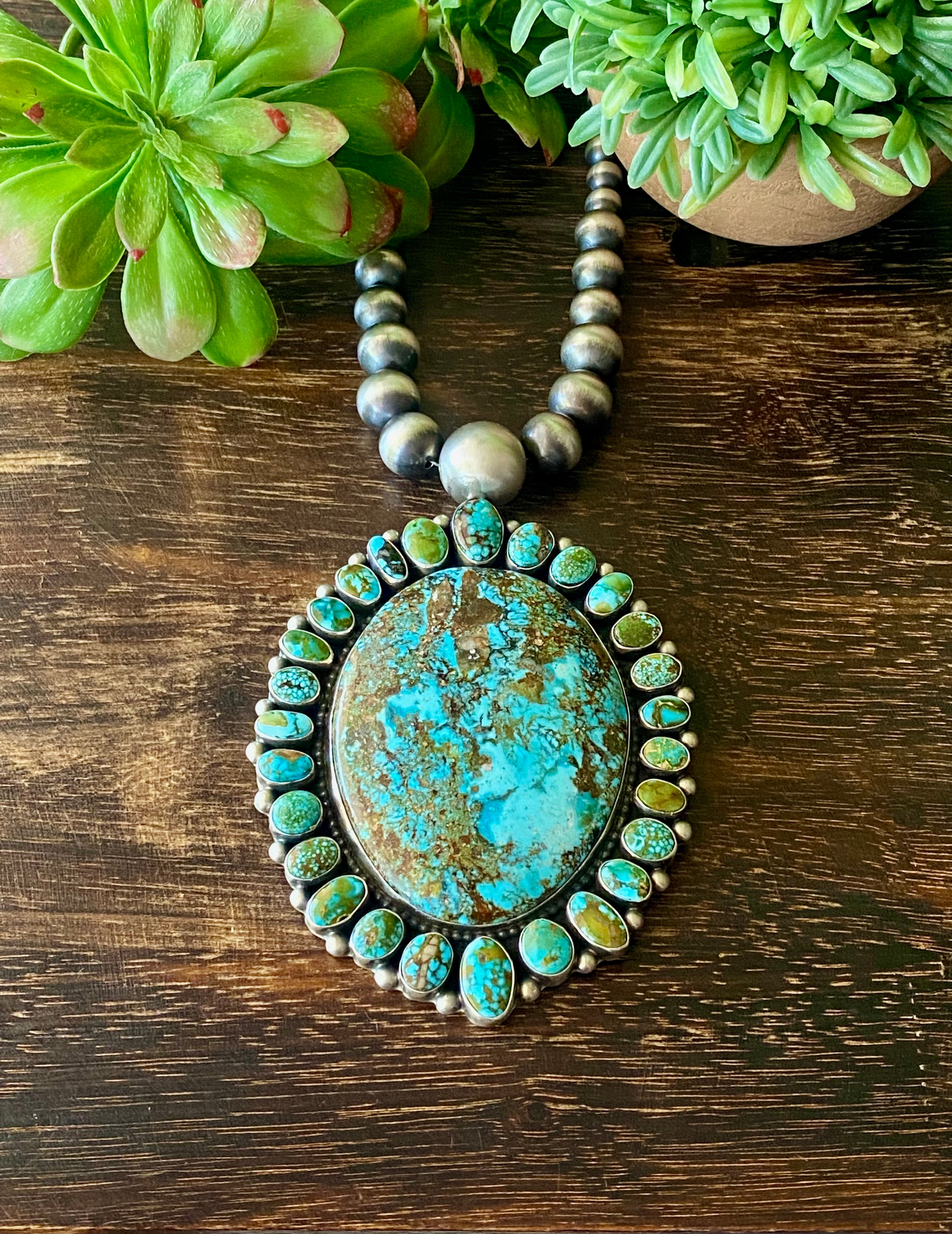 Kathleen Chavez High Grade Kingman Turquoise & Sterling Silver Mega Necklace