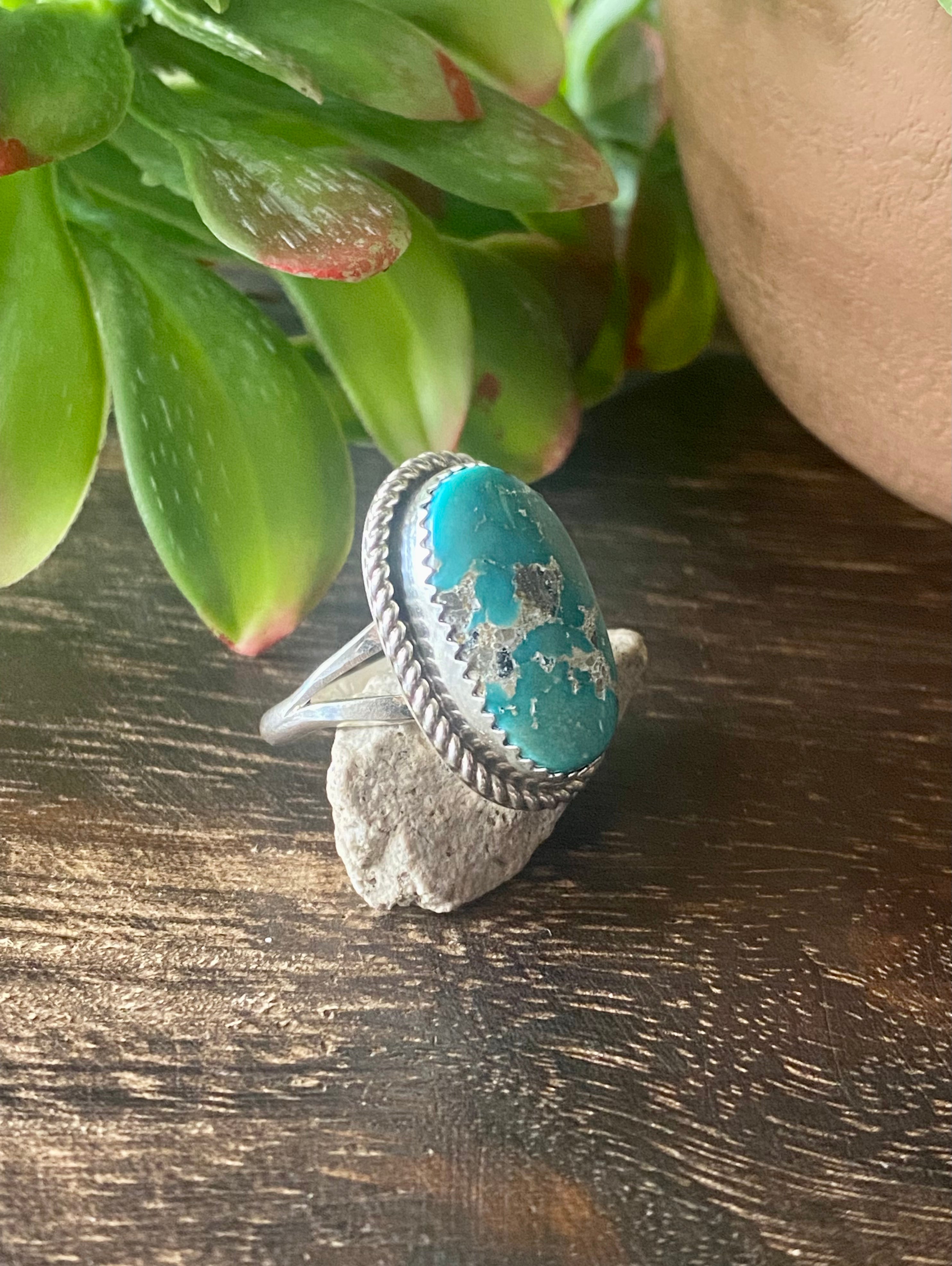 Reda Galvan South Hill Turquoise & Sterling Silver Ring Size 8.75