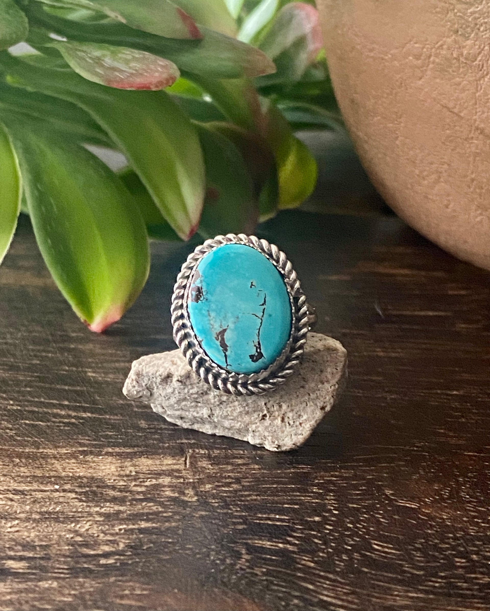 Reda Galvan South Hill Turquoise & Sterling Silver Ring Size 5.5