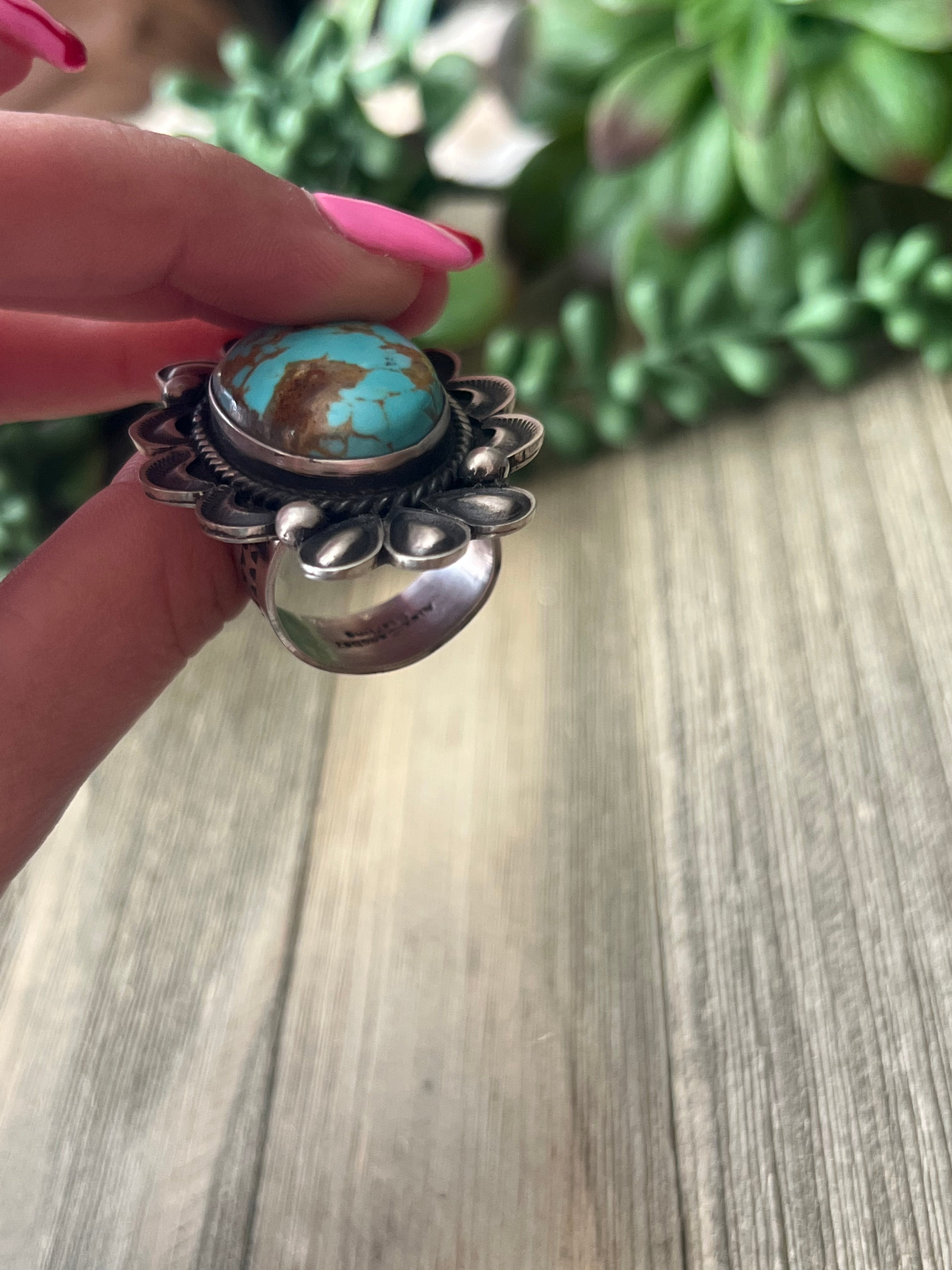 Alex Sanchez Royston Turquoise & Sterling Silver Adjustable Ring