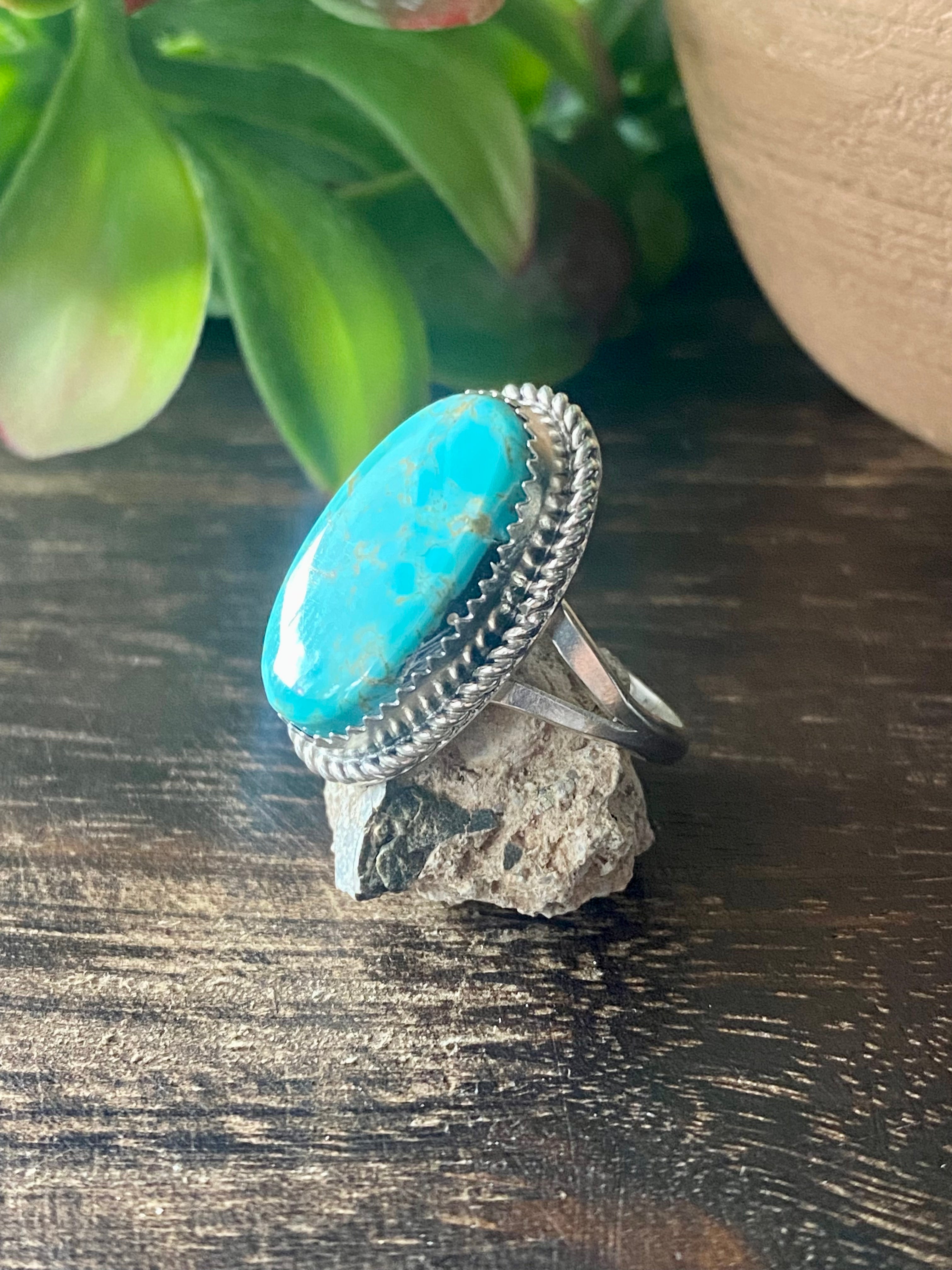 Reda Galvan Royston Turquoise & Sterling Silver Ring Size 7.75