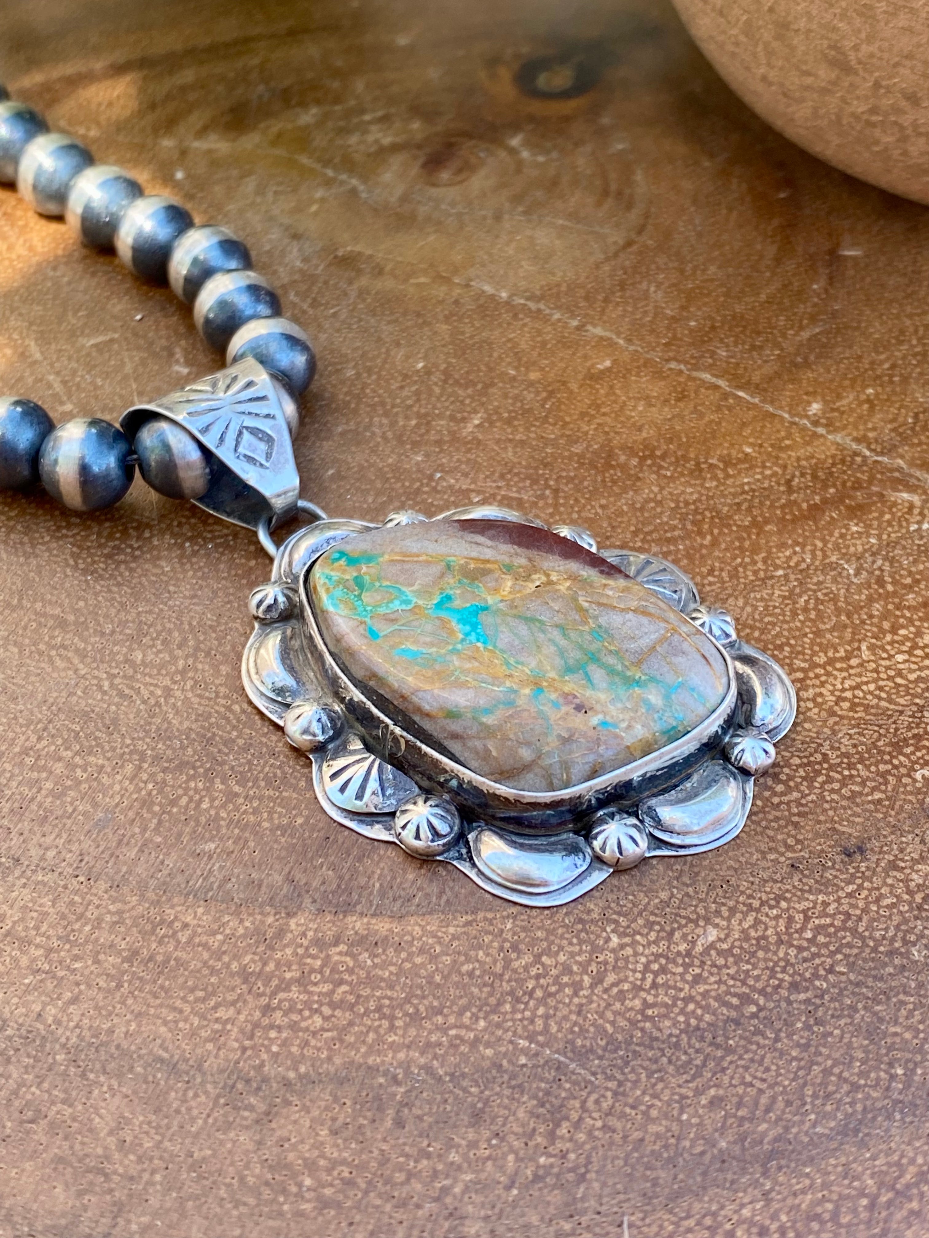 Alice Johnson Boulder Turquoise & Sterling Silver Pendant