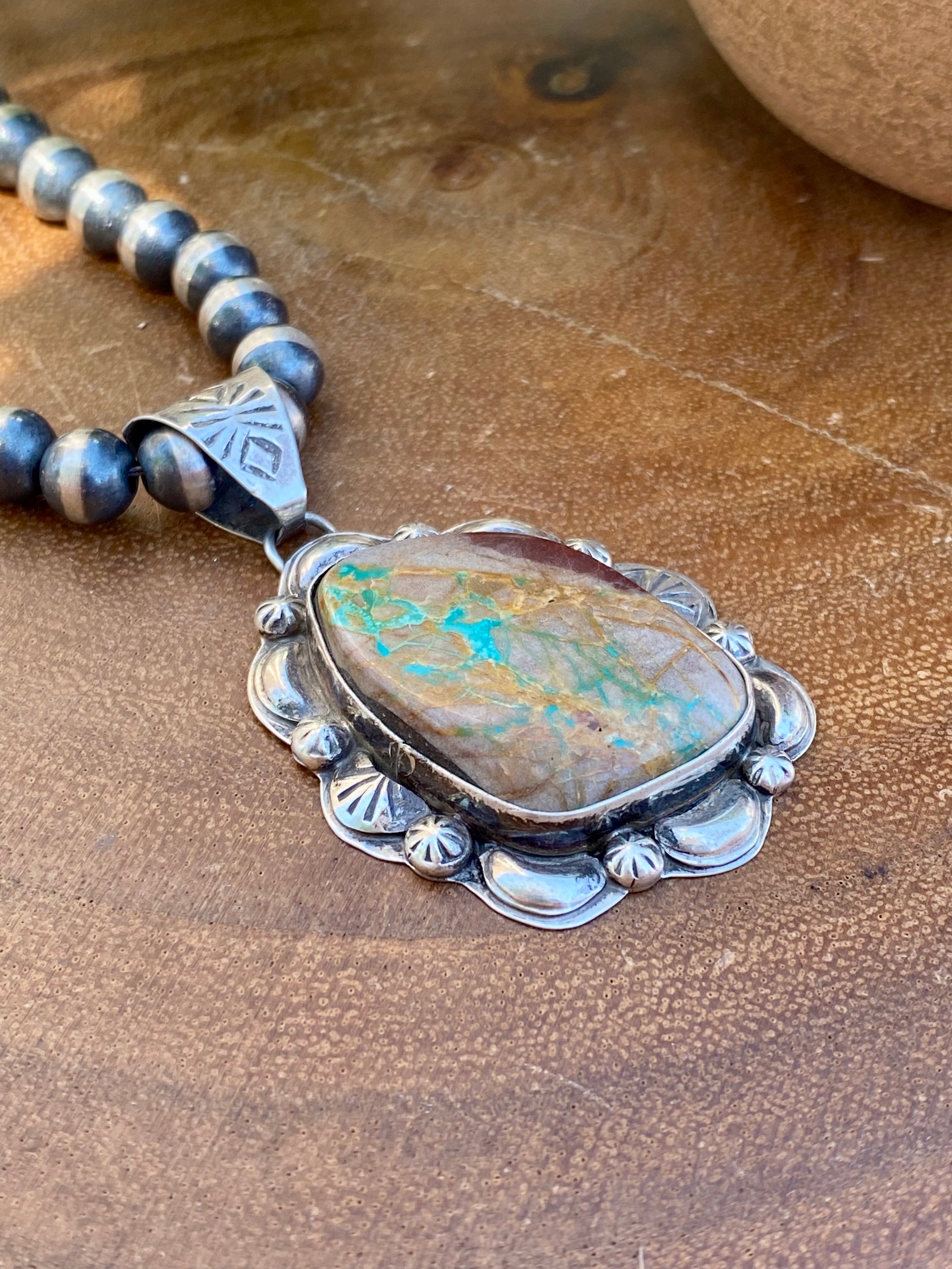 Alice Johnson Boulder Turquoise & Sterling Silver Pendant