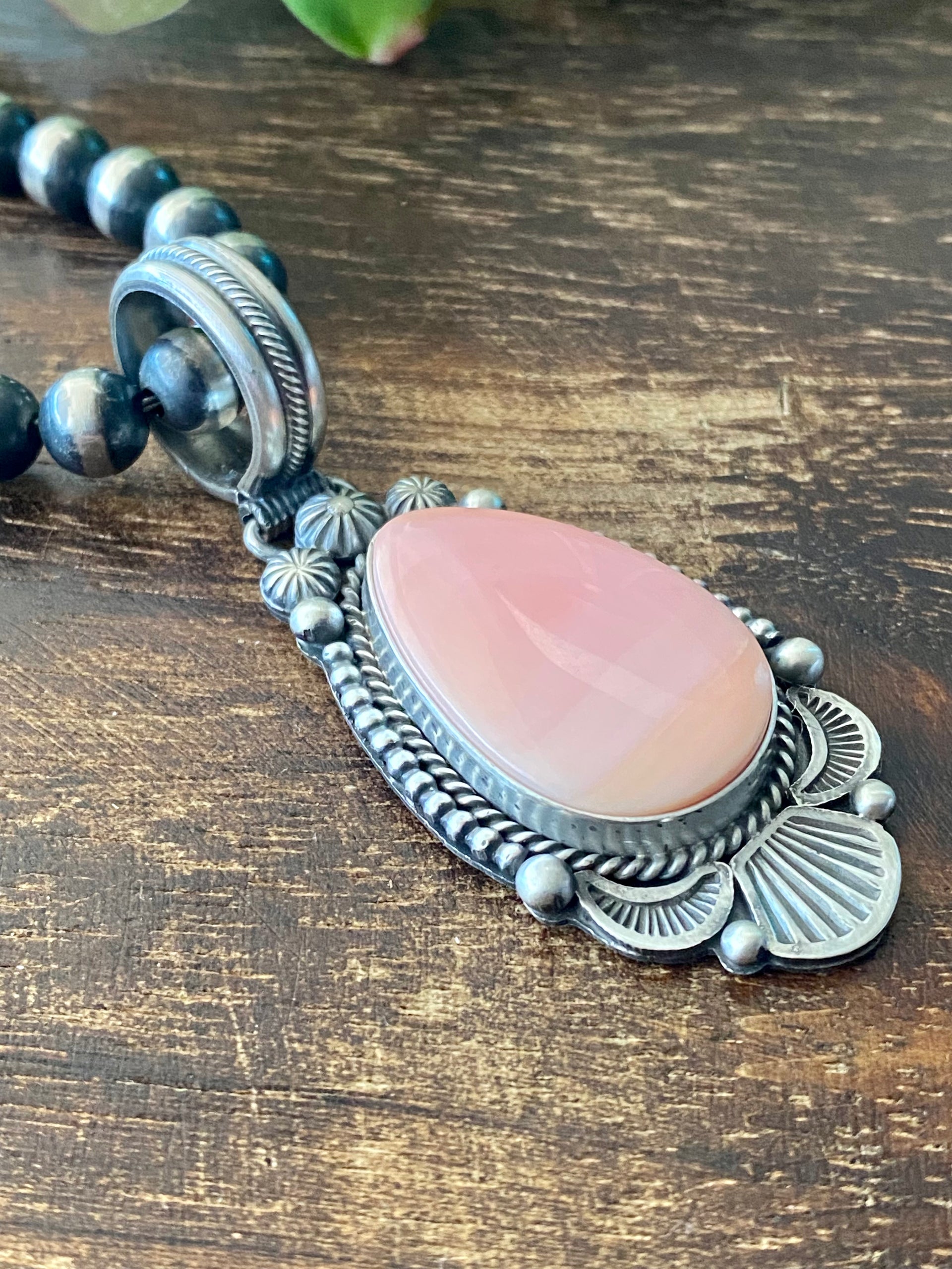 Mike Caladito Pink Conch & Sterling Silver Pendant