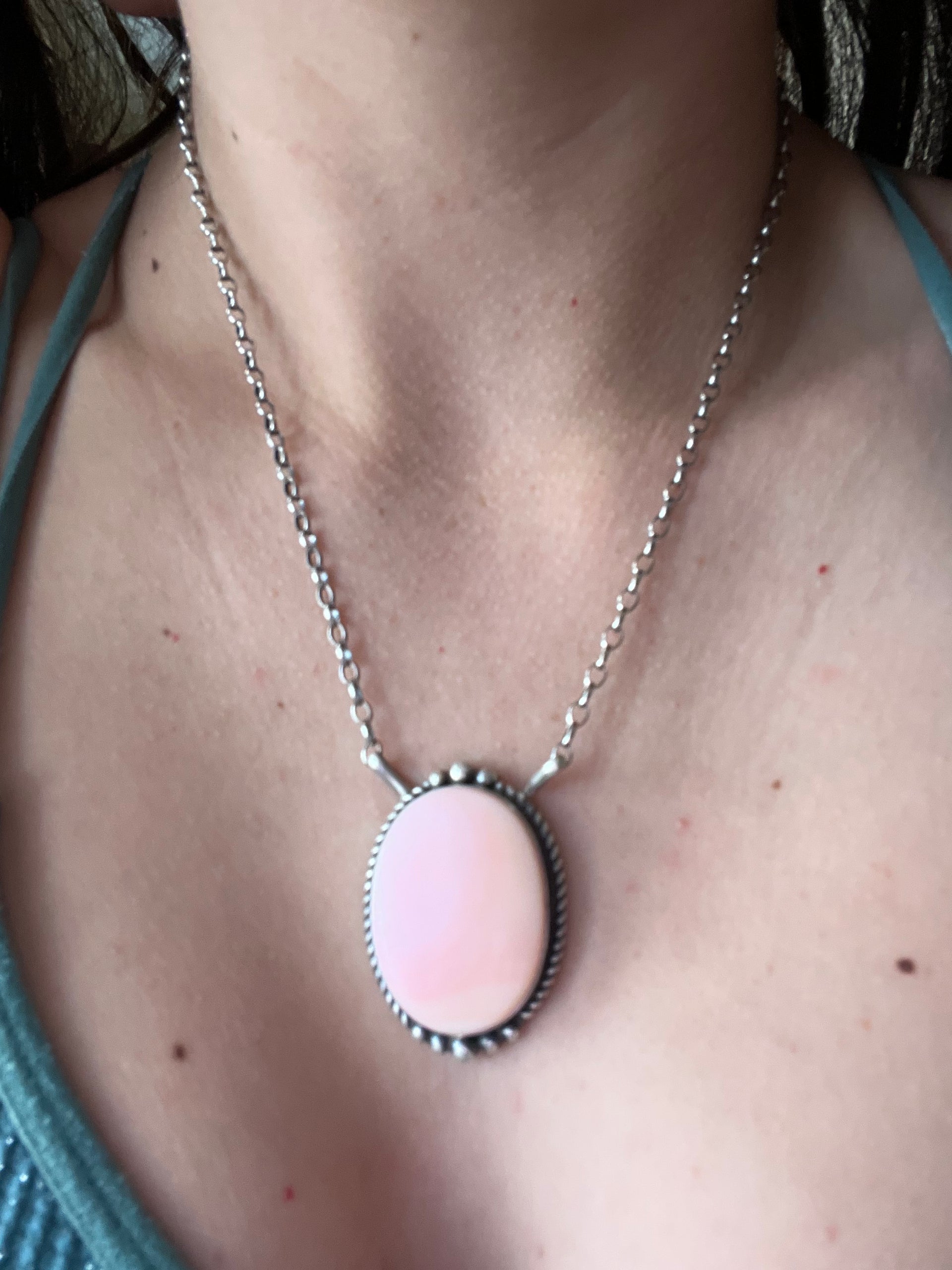Alfred Martinez Pink Conch & Sterling Silver Necklace