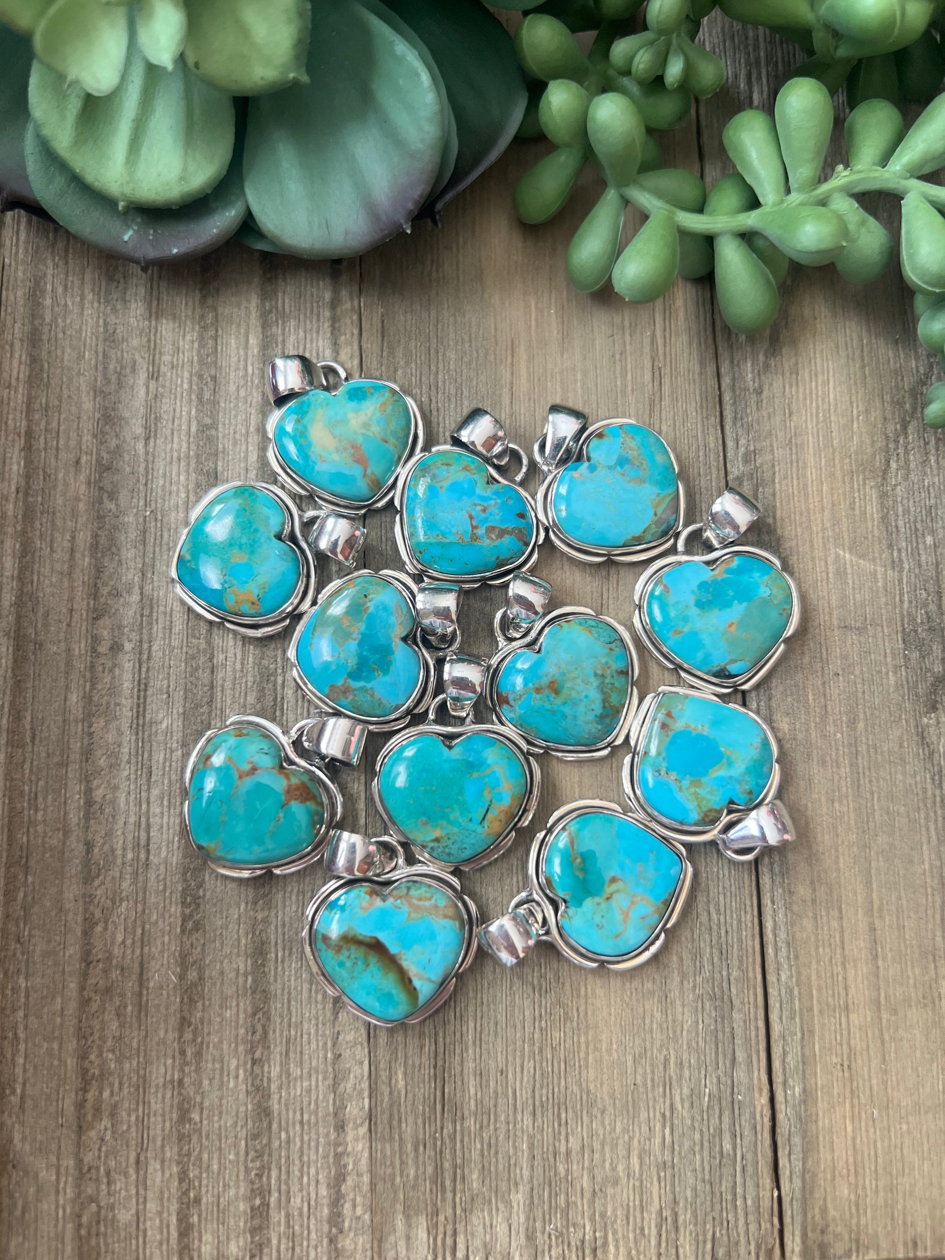 Southwest Made Turquoise & Sterling Silver Heart Pendant