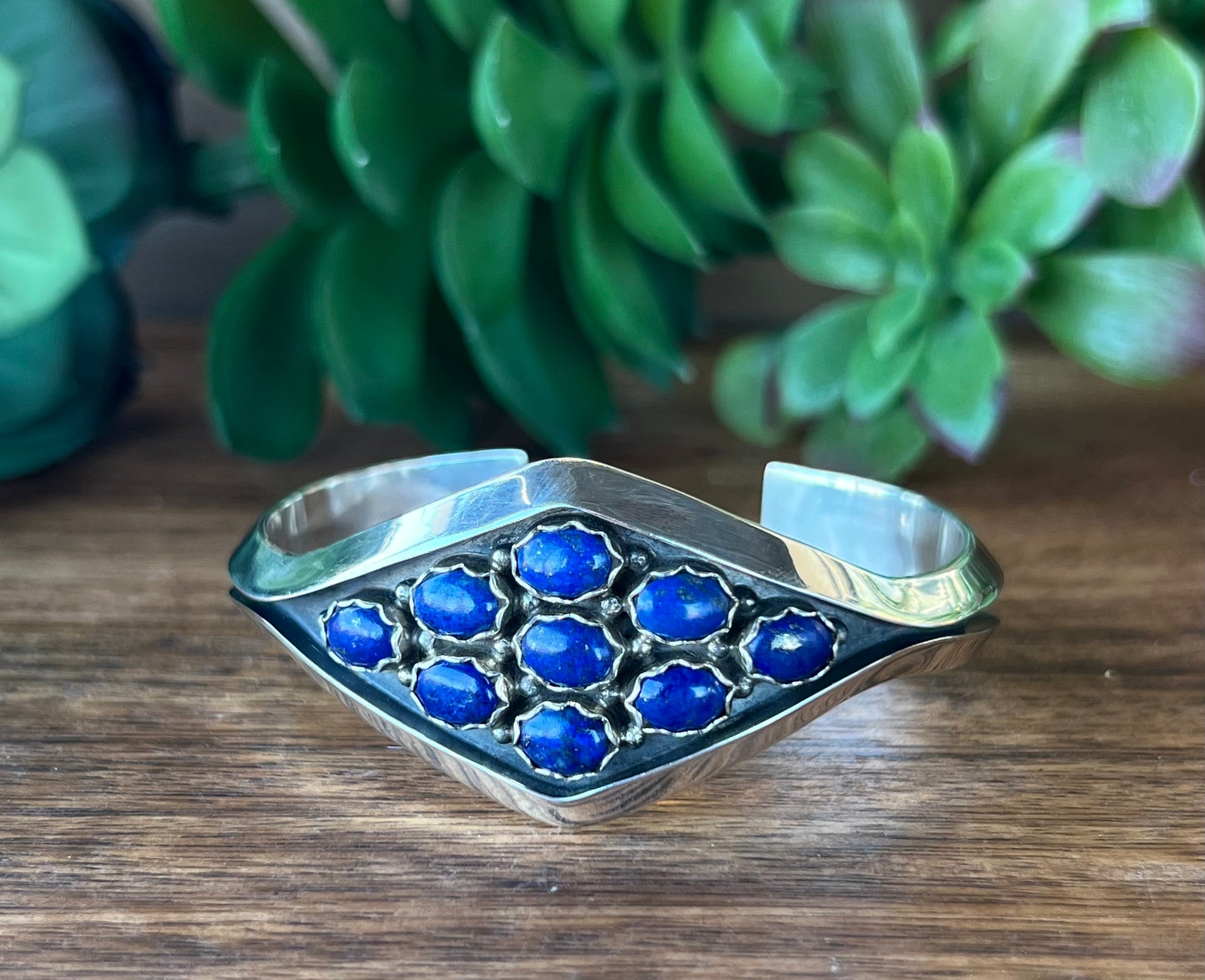 Mary Ann Spencer Lapis & Sterling Silver Cuff Bracelet