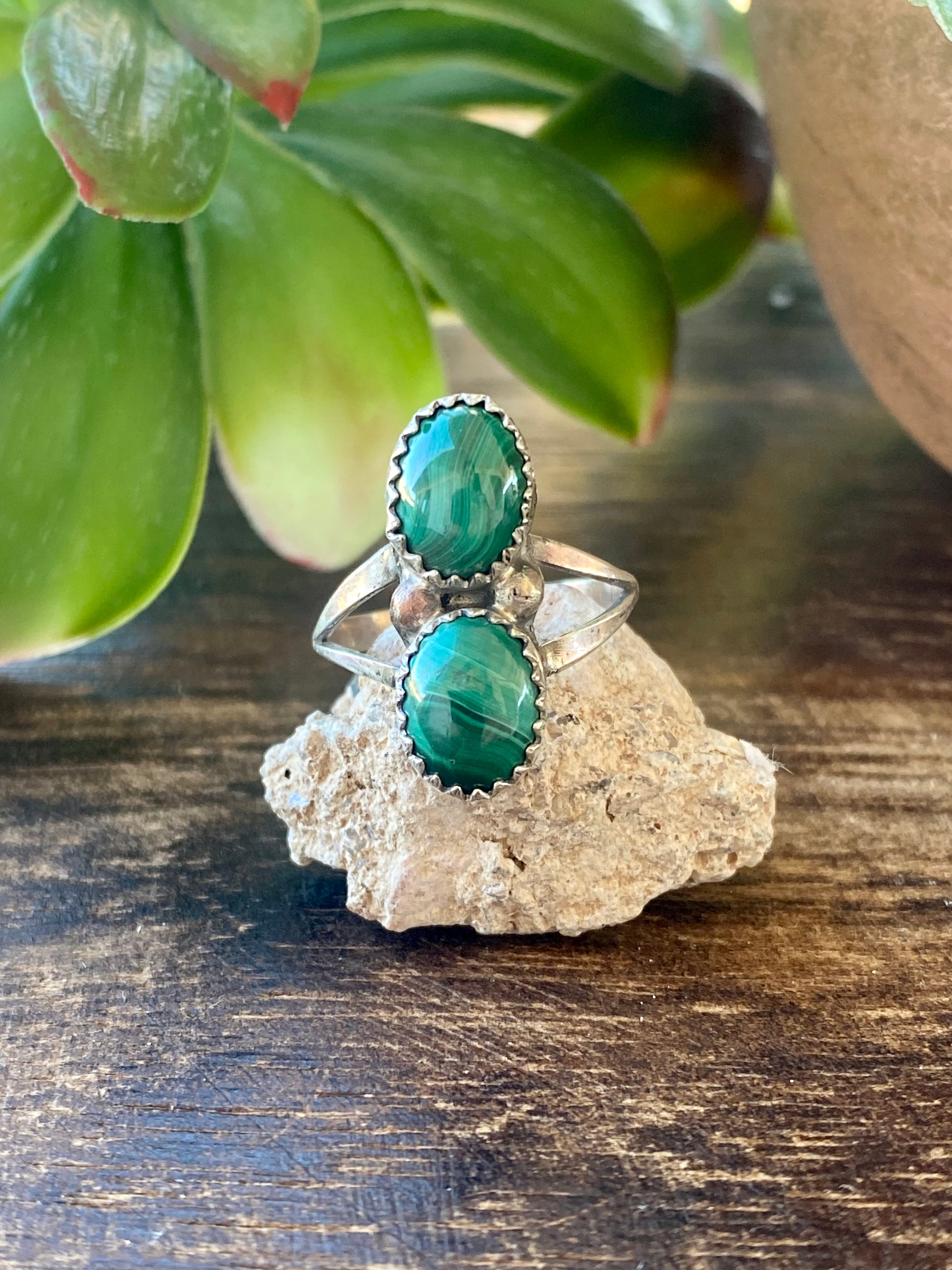 Linda Yazzie Malachite & Sterling Silver Ring