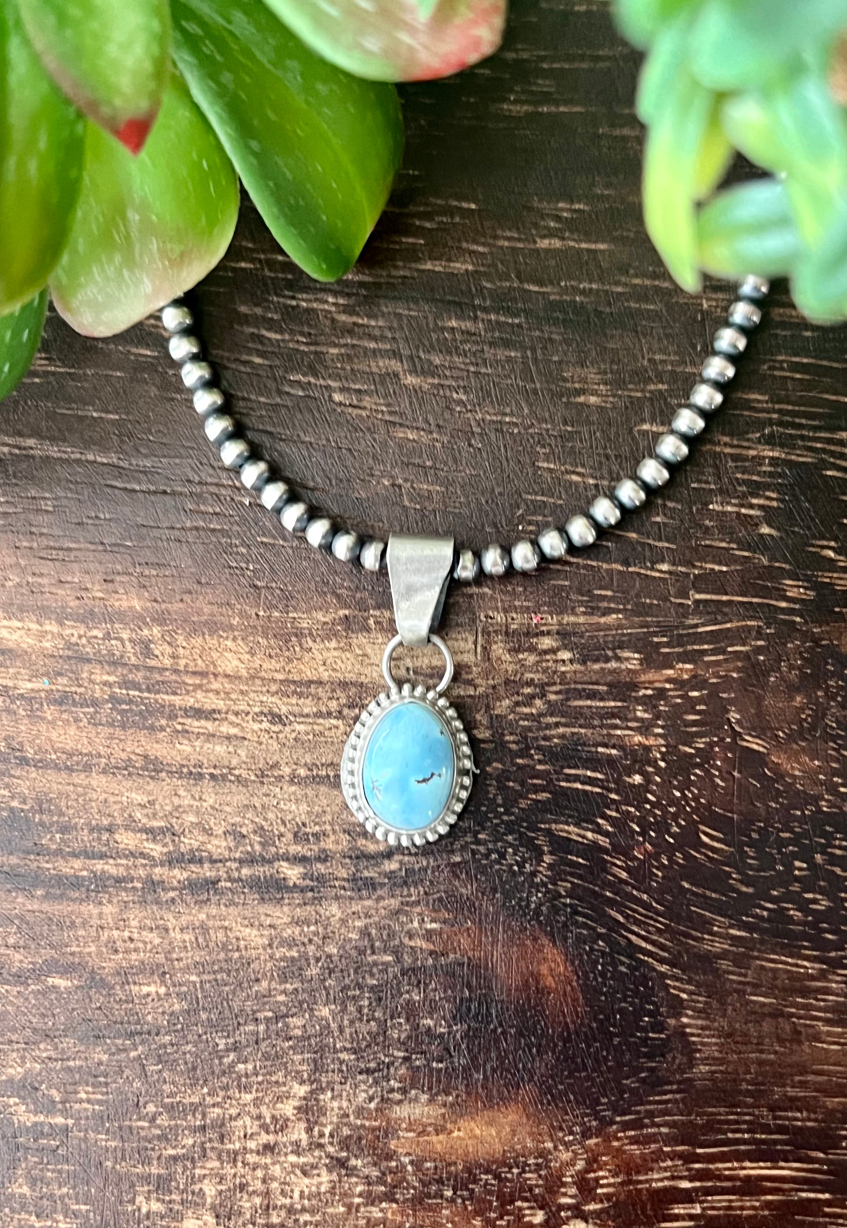 Navajo Made Golden Hill’s Turquoise & Sterling Silver Pendant