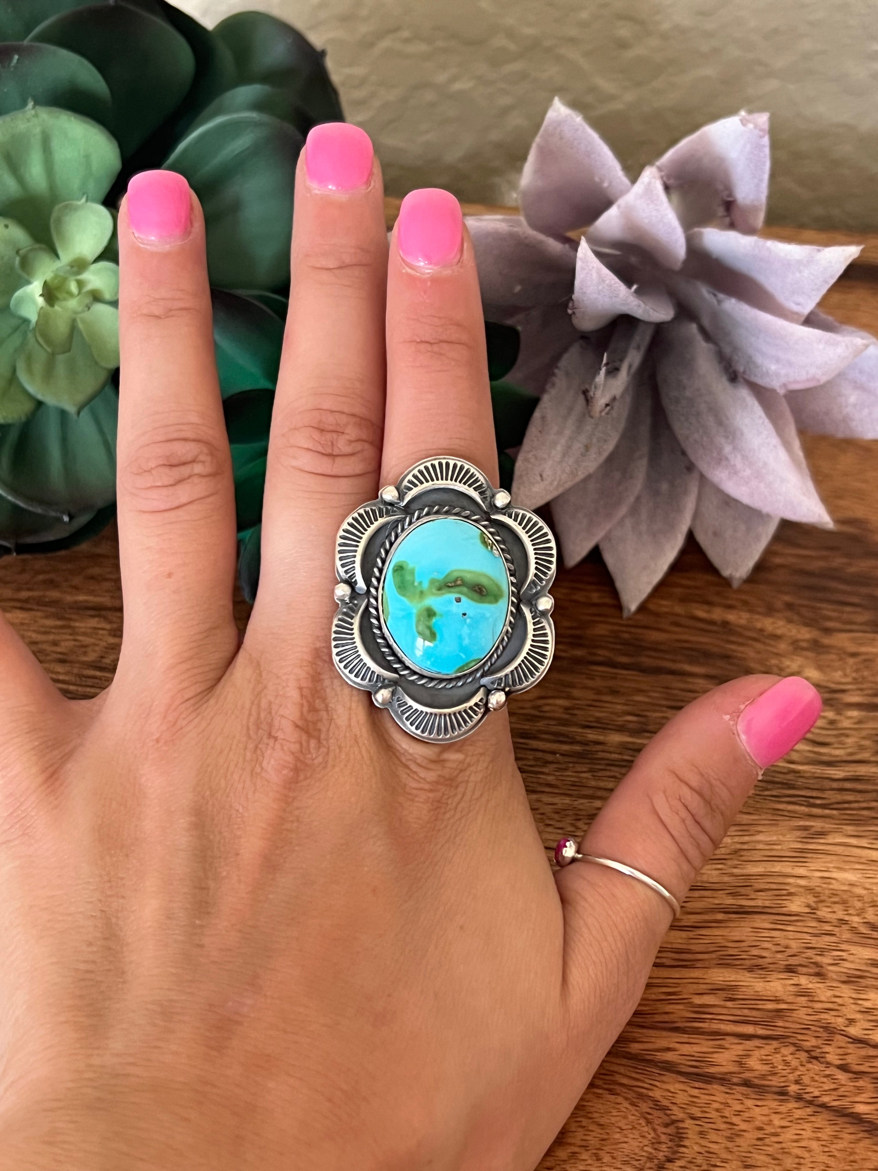 Greg Perry Sonoran Mountain Turquoise & Sterling Silver Ring Size 9