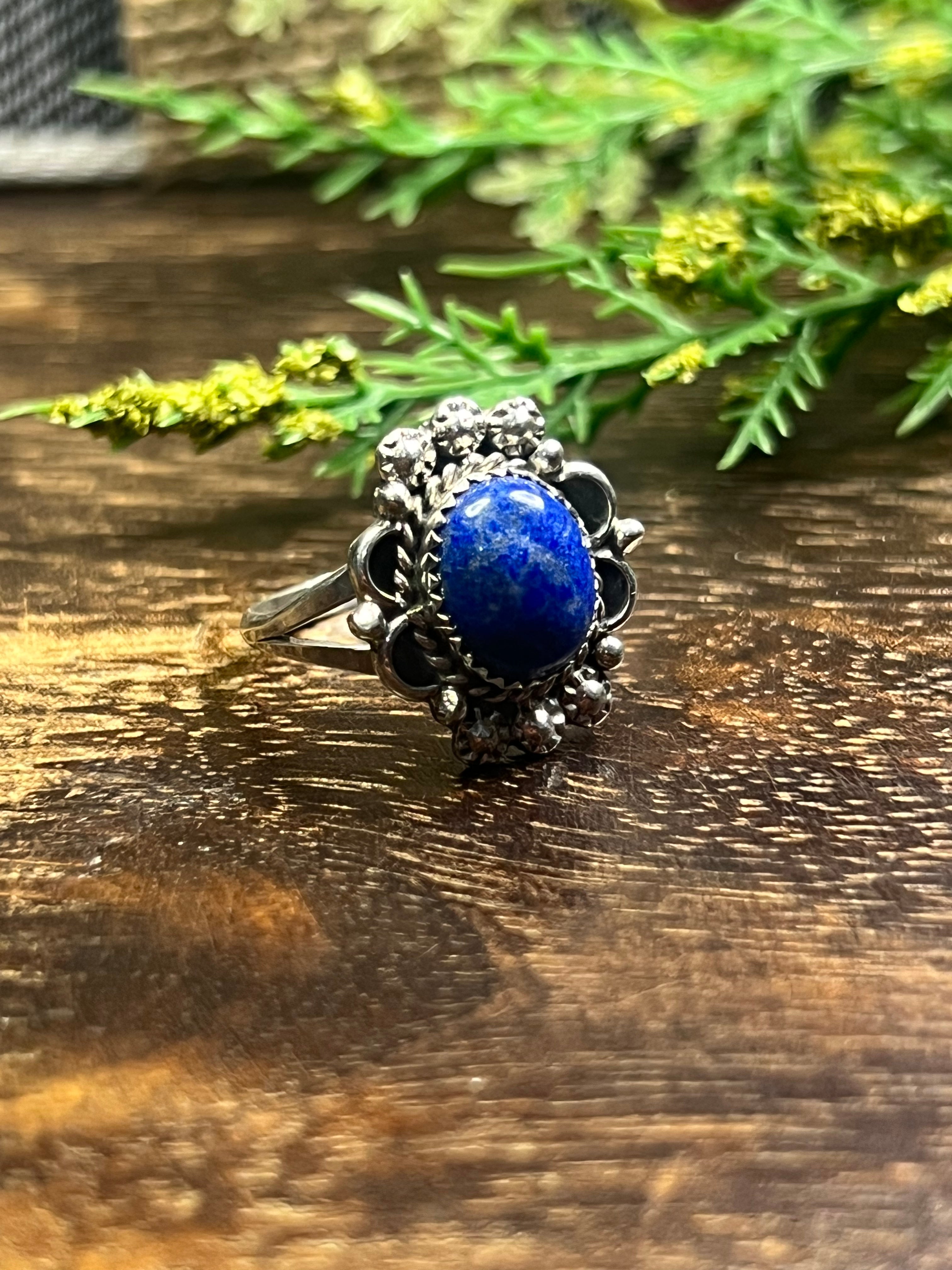 Freda Martinez Lapis & Sterling Silver Ring Size 9