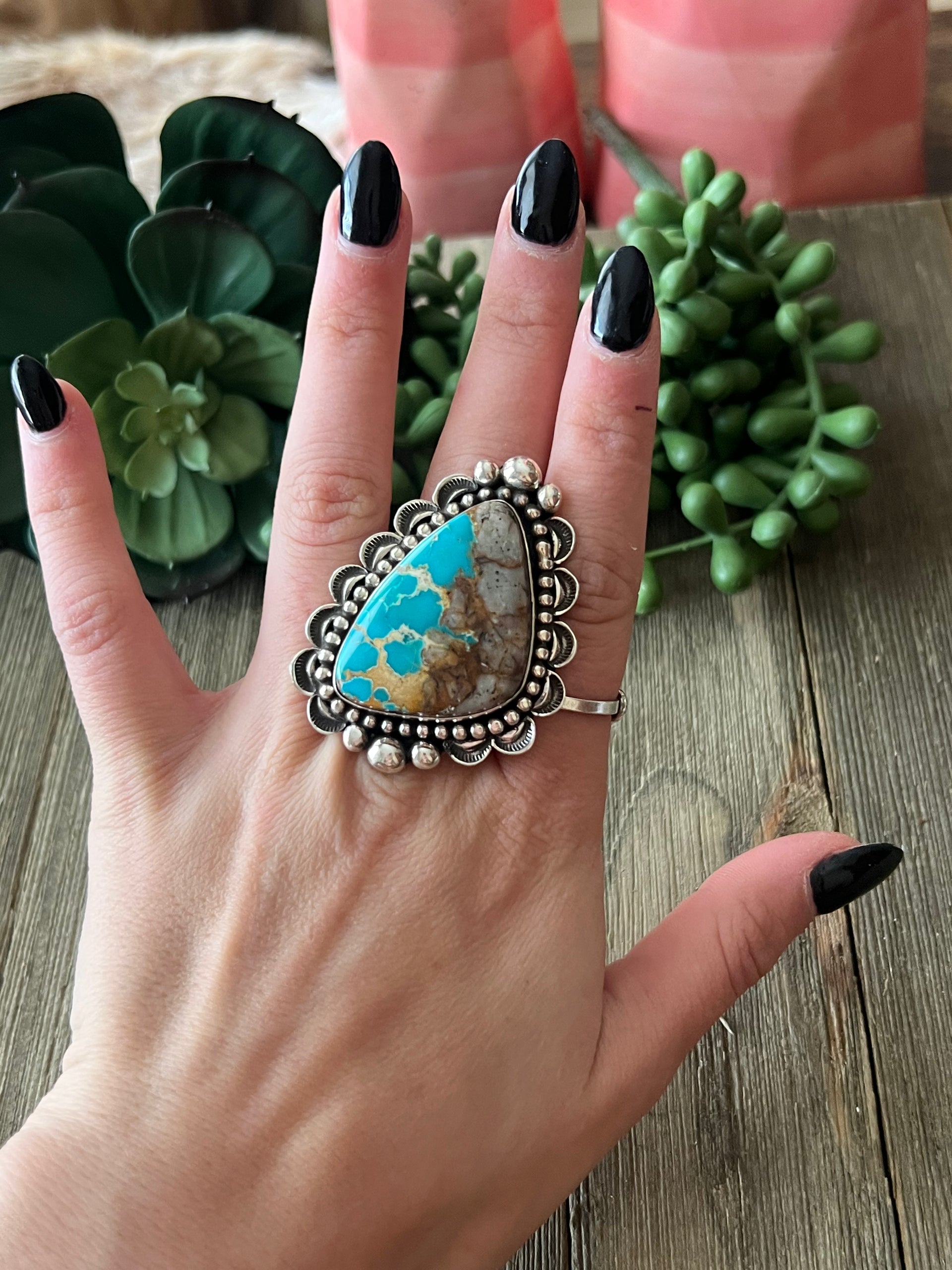 Alex Sanchez Natural Royston & Sterling Silver Adjustable Ring