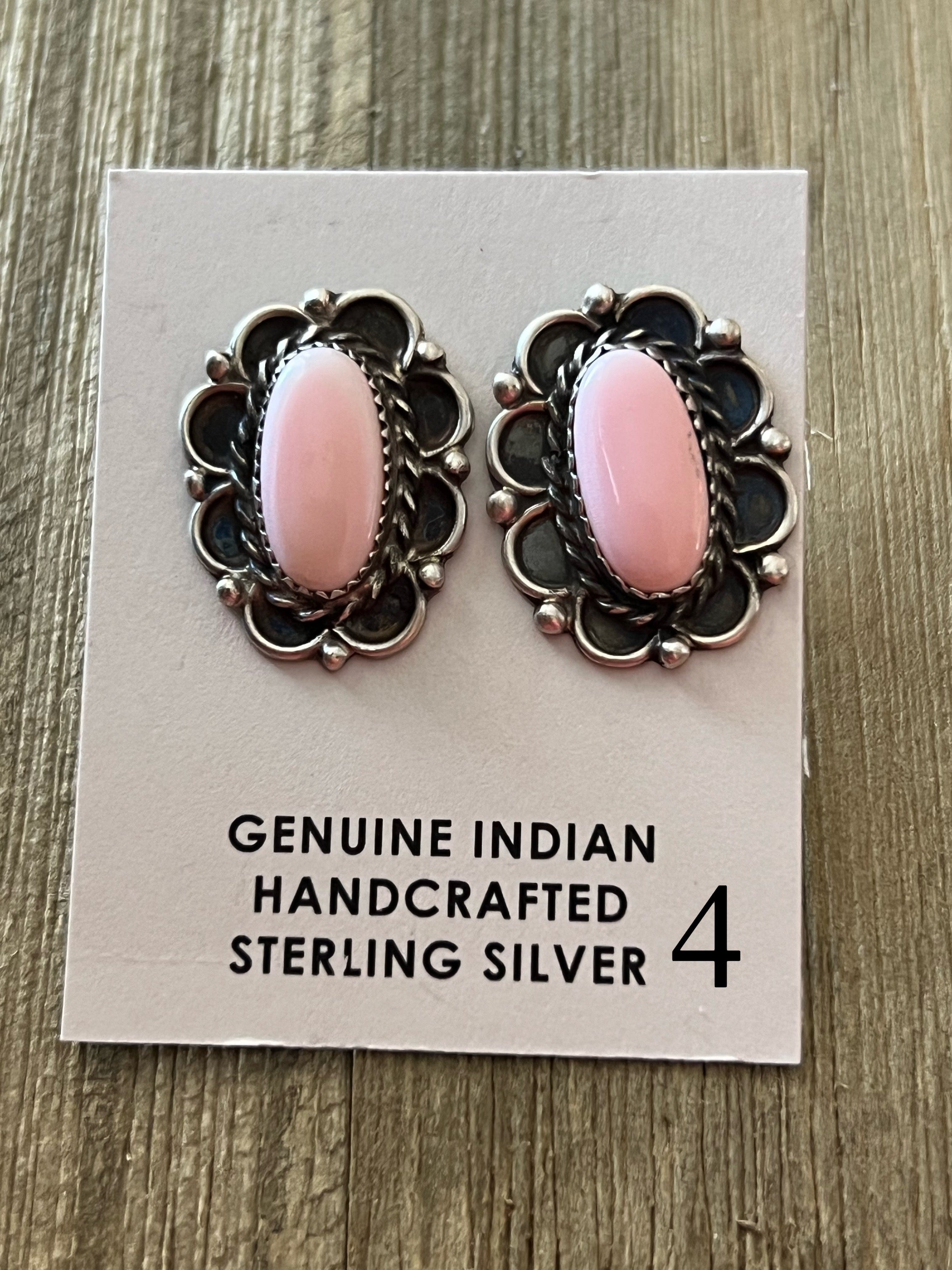 Maxine Ramirez Pink Conch & Sterling Silver Post Earrings