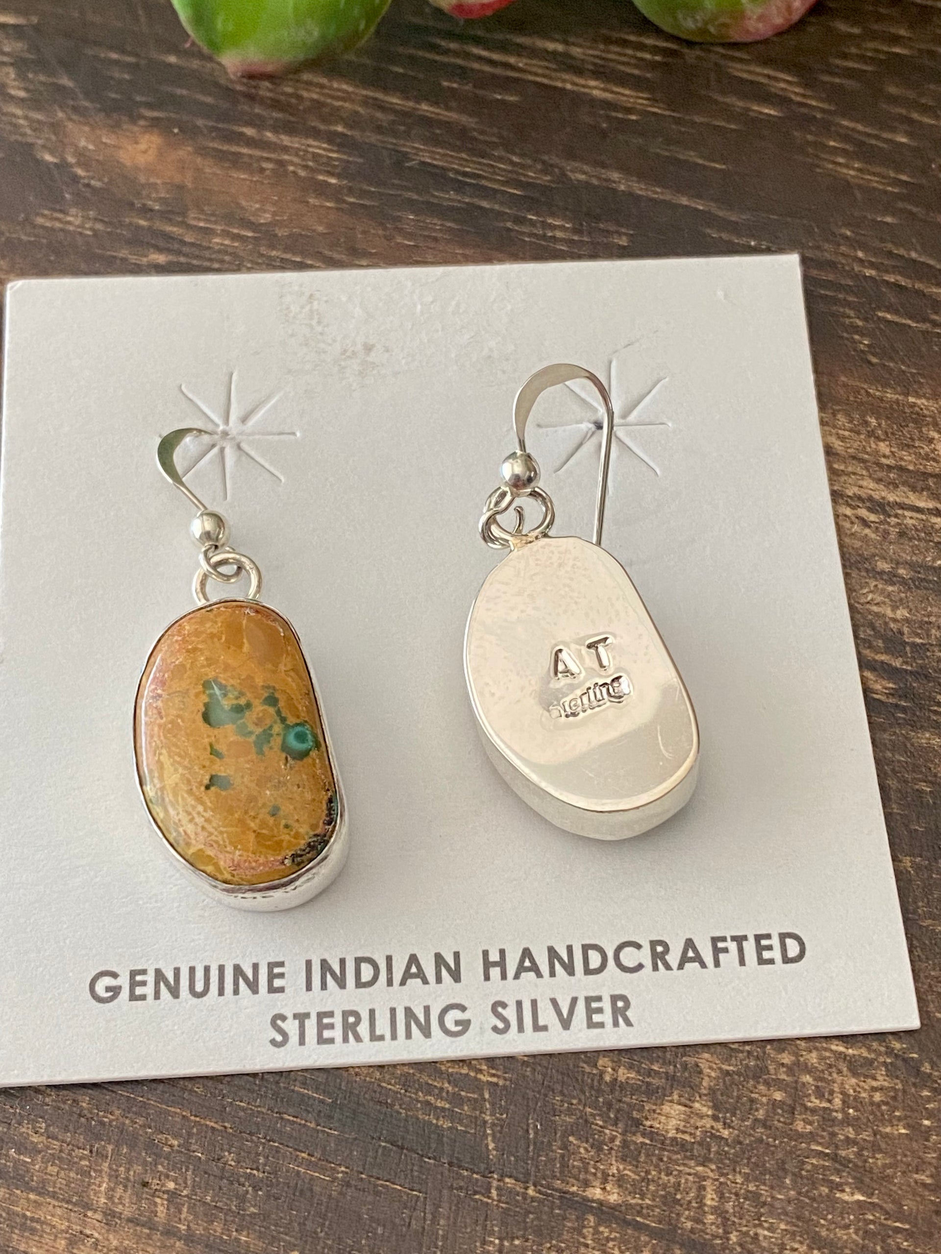 Navajo Made Royston Turquoise & Sterling Silver Dangle Earrings