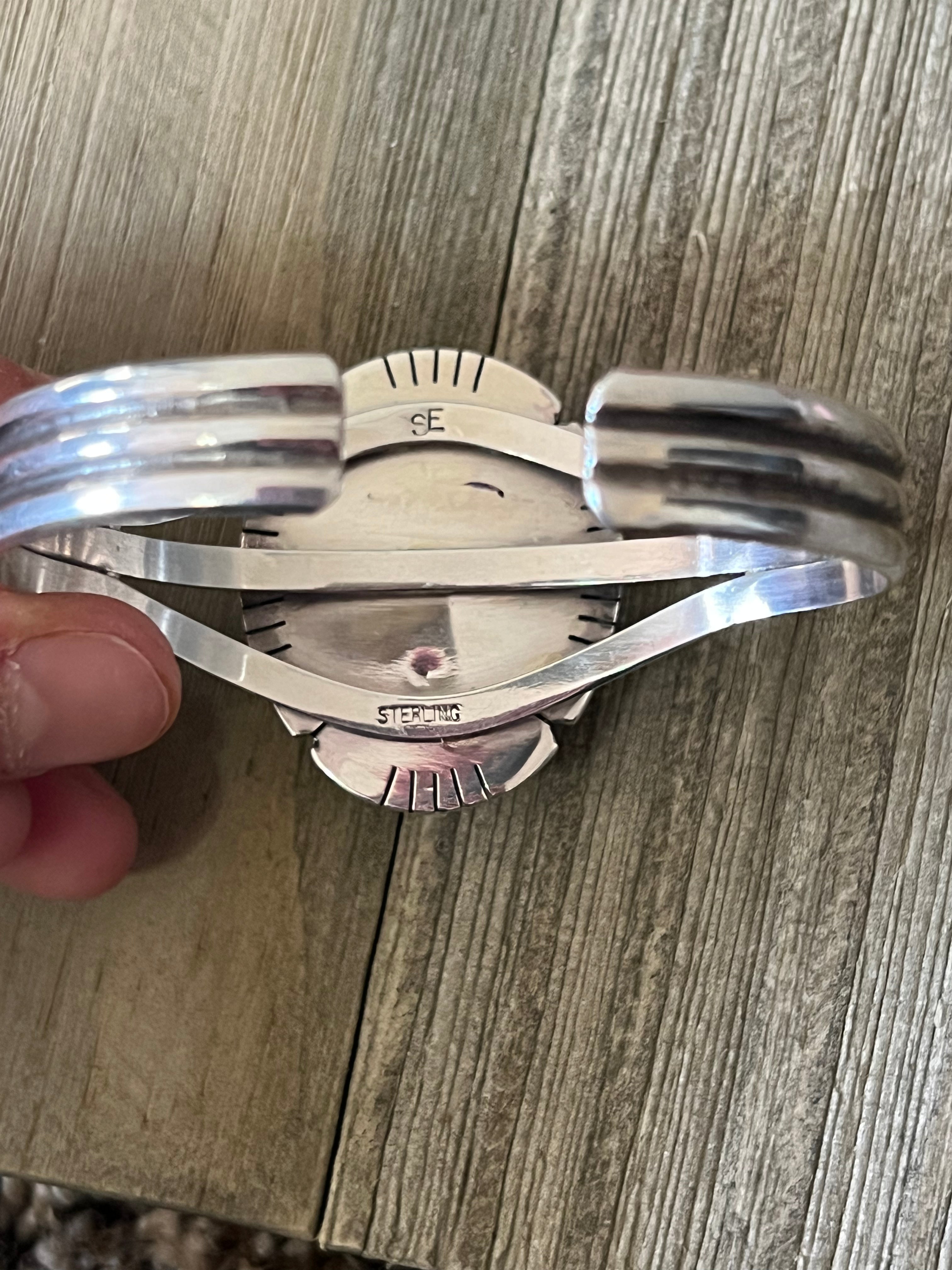 Navajo Made Sonoran Mountain & Sterling Silver Cuff Bracelet