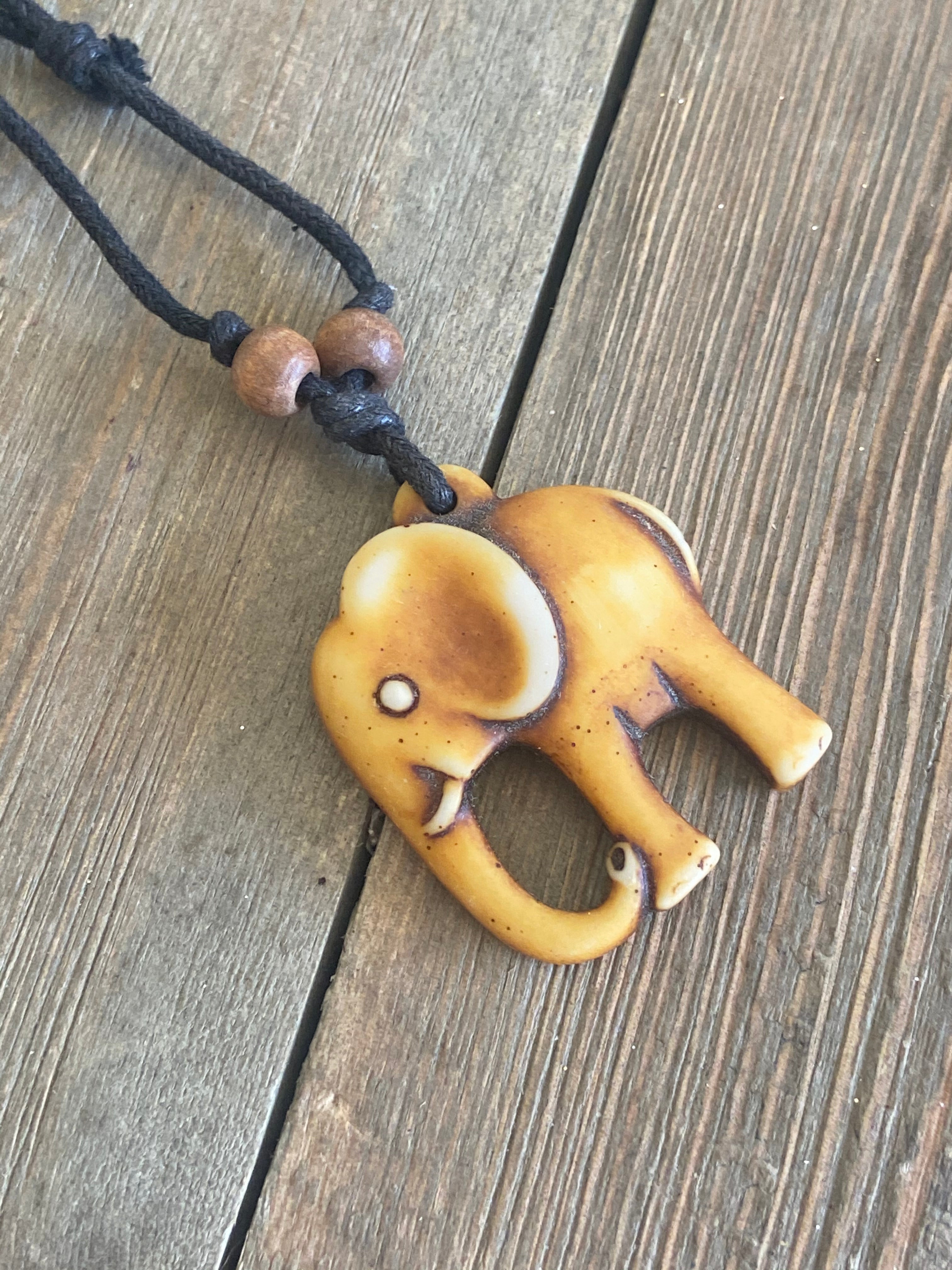 Handmade Wooden Elephant Necklace