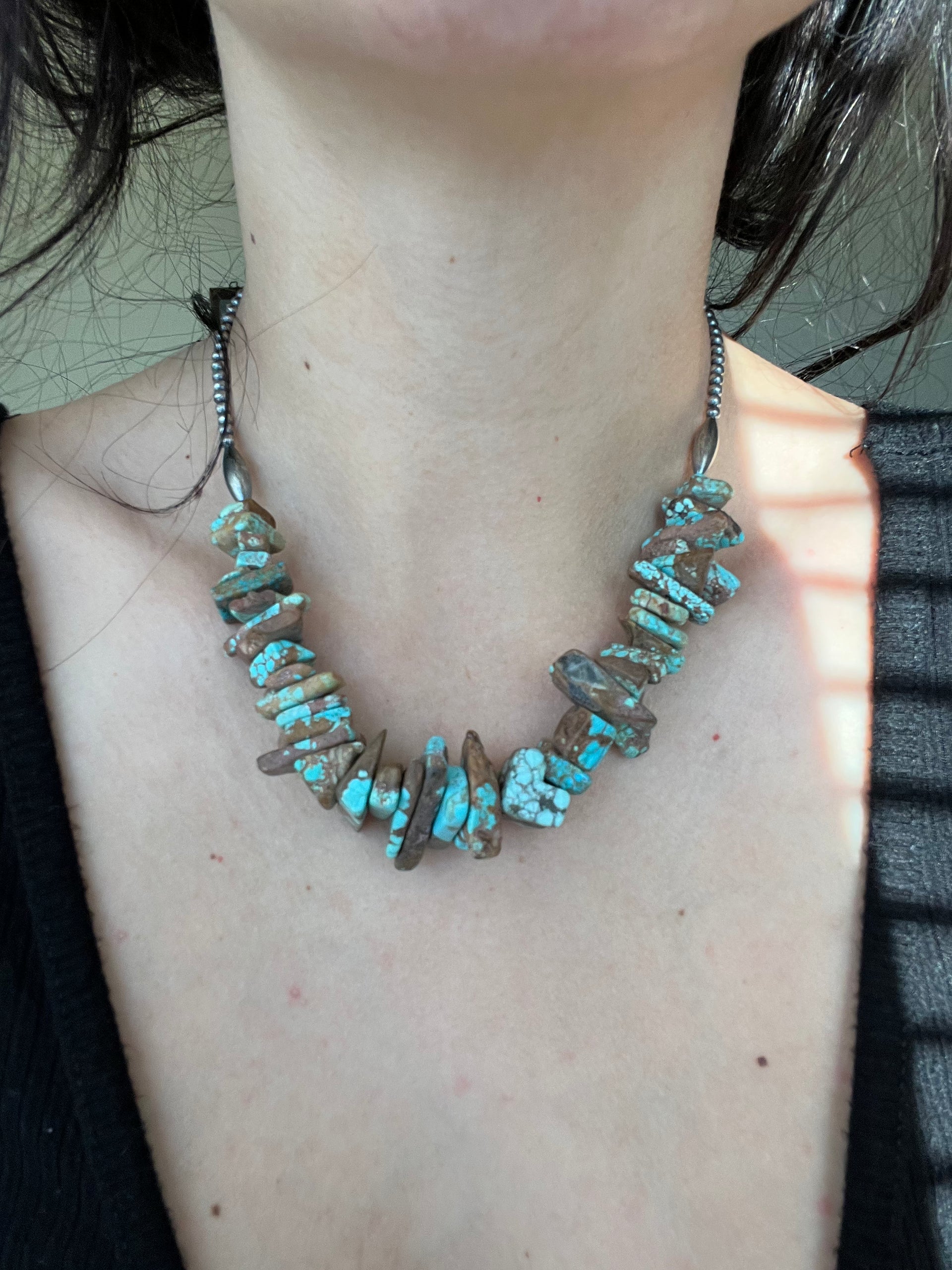Navajo Made #8 Turquoise & Sterling Silver Necklace