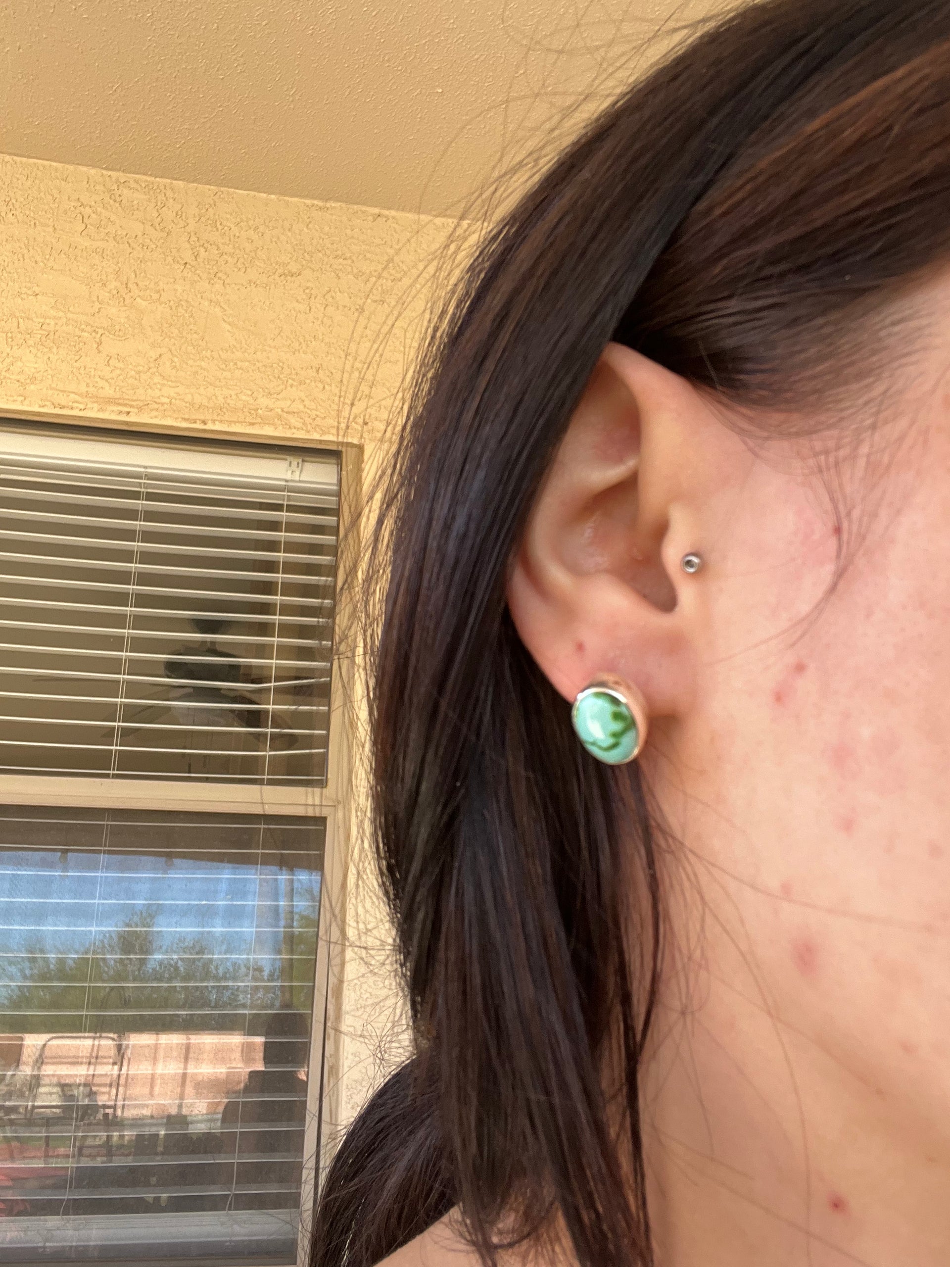 Navajo Made Sonoran Mountain & Sterling Silver Post Earrings