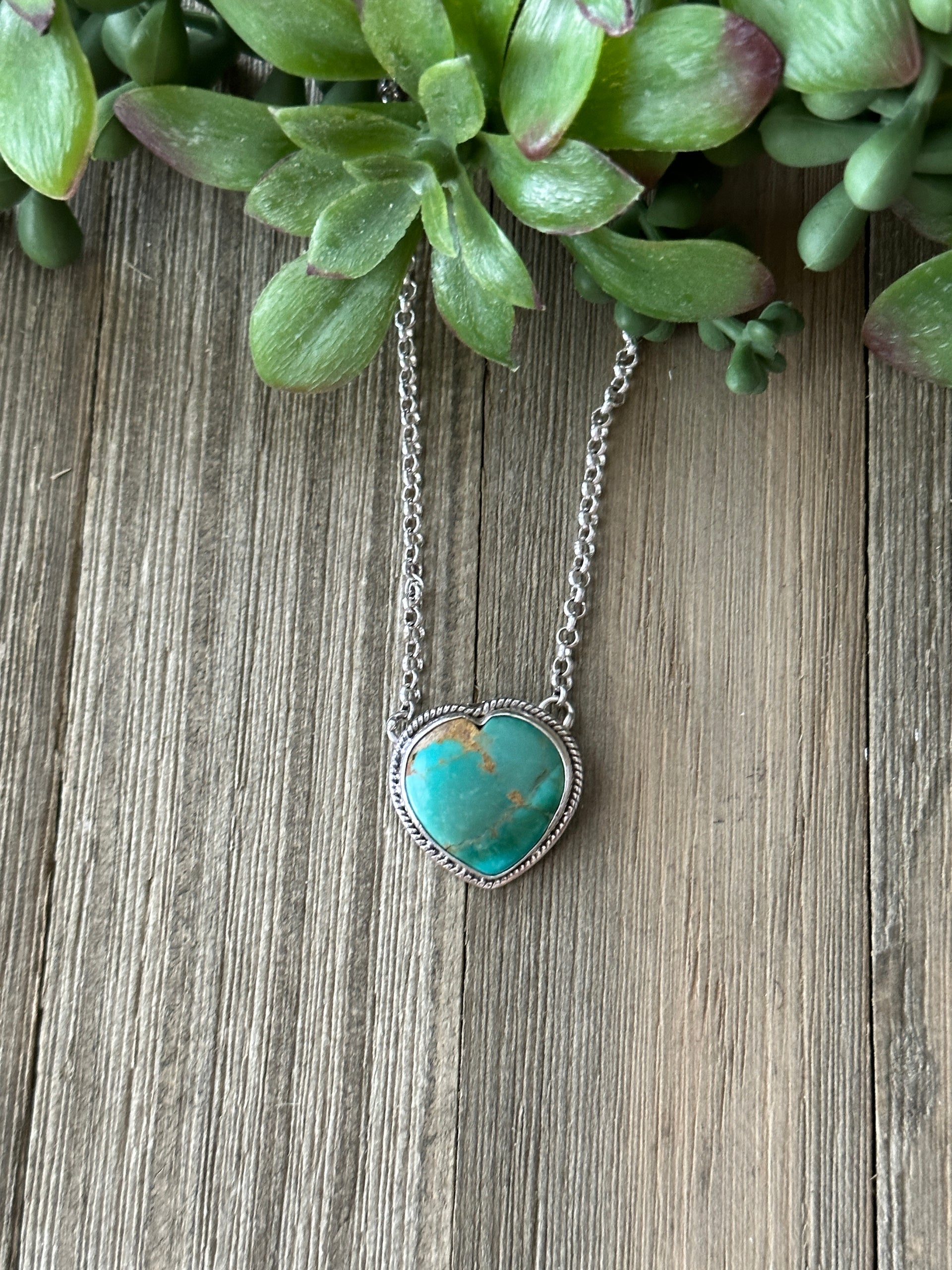 Southwest Made Turquoise & Sterling Silver Heart Necklace