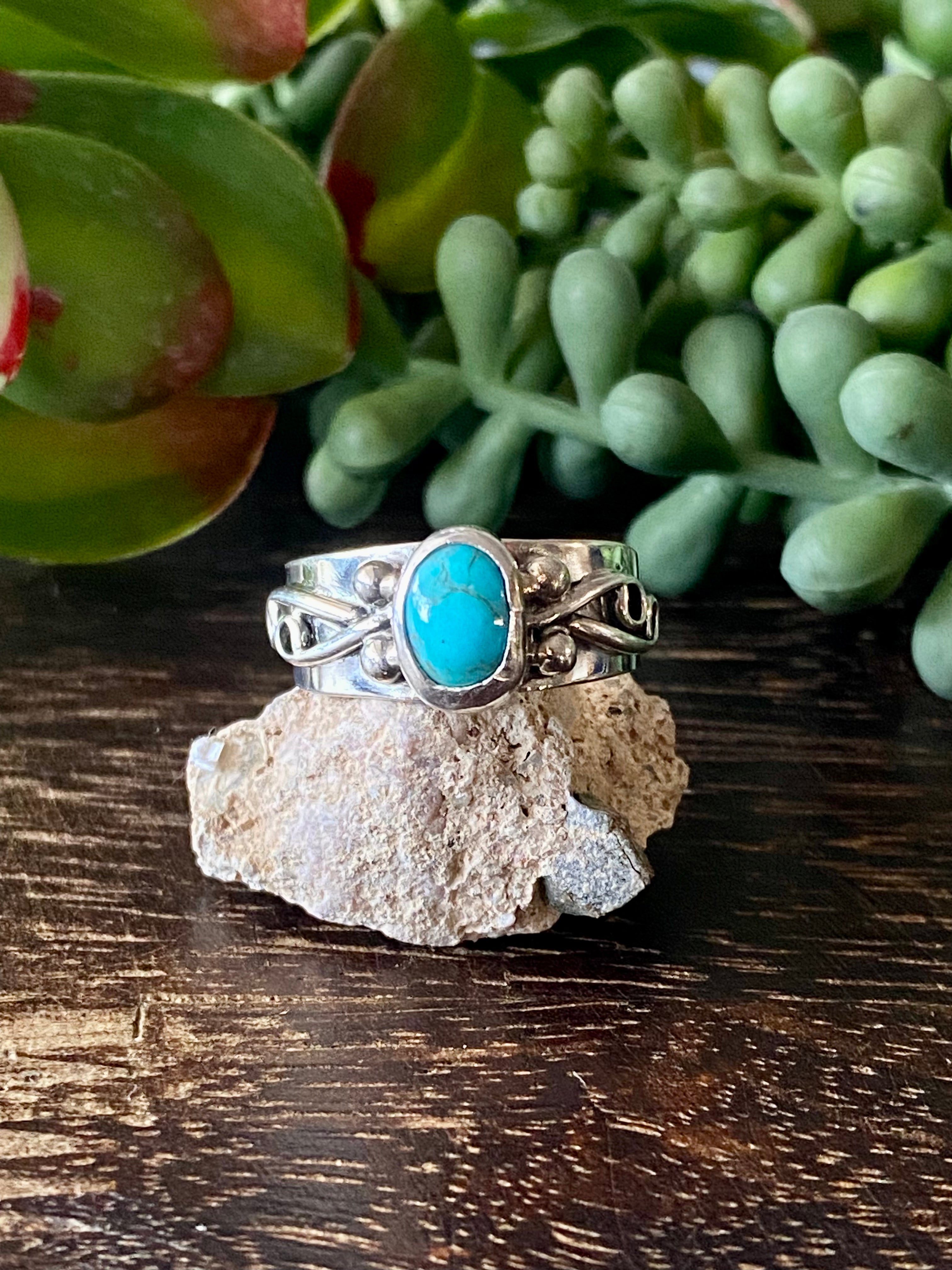Navajo Made Kingman Turquoise & Sterling Silver Rings