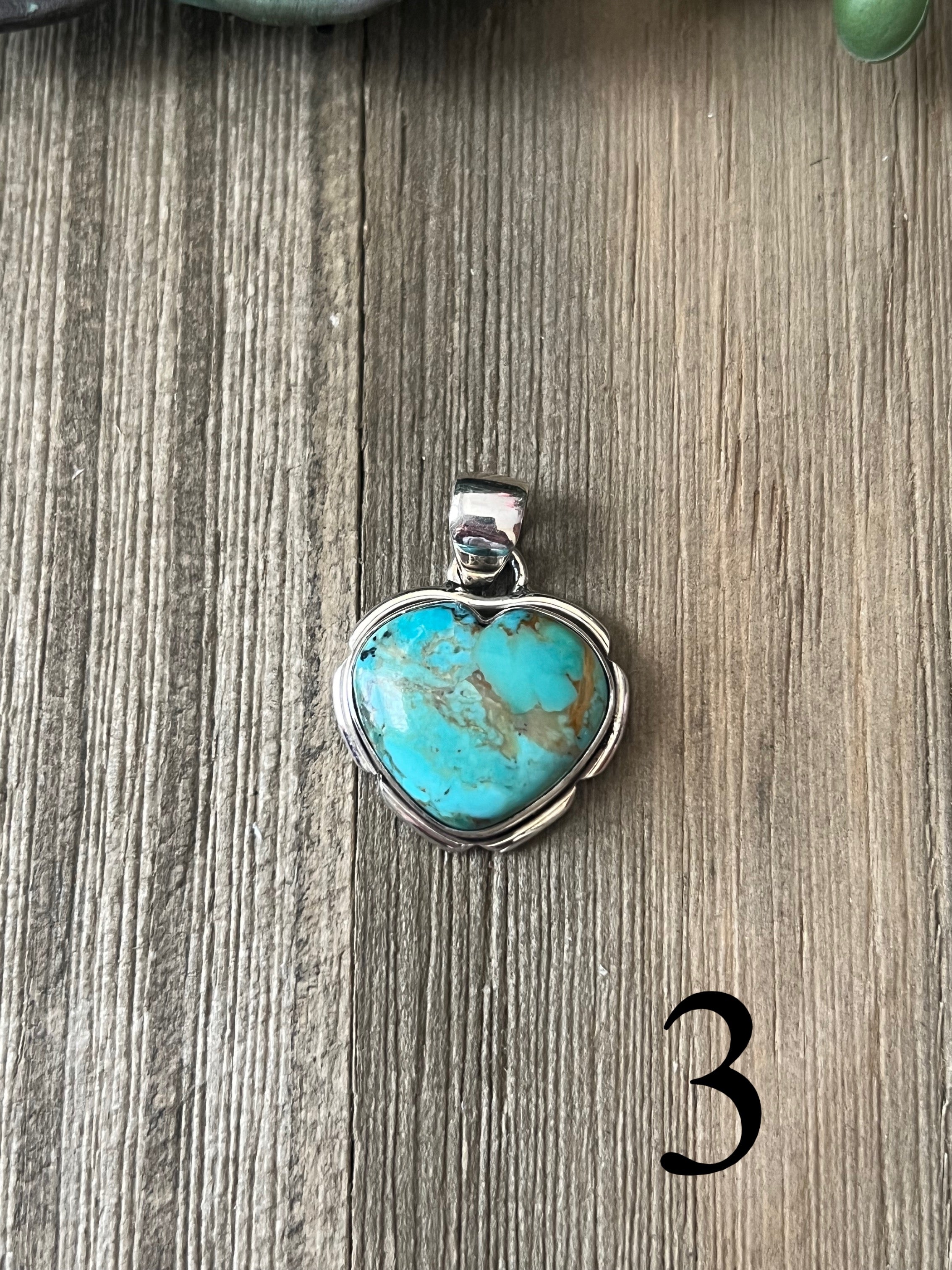 Southwest Made Turquoise & Sterling Silver Heart Pendant
