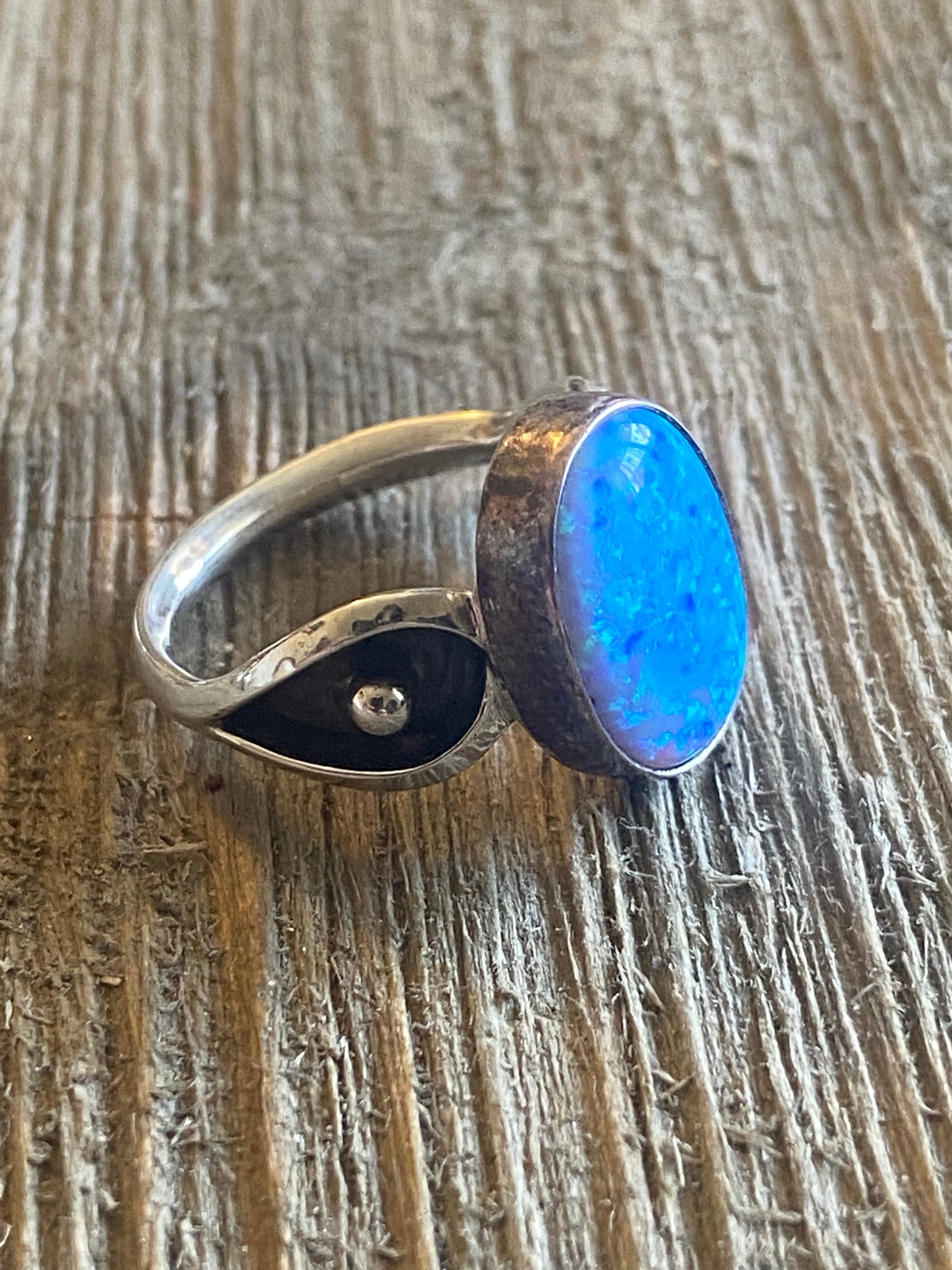 Navajo Opal & Sterling Silver Ring Size 6.25