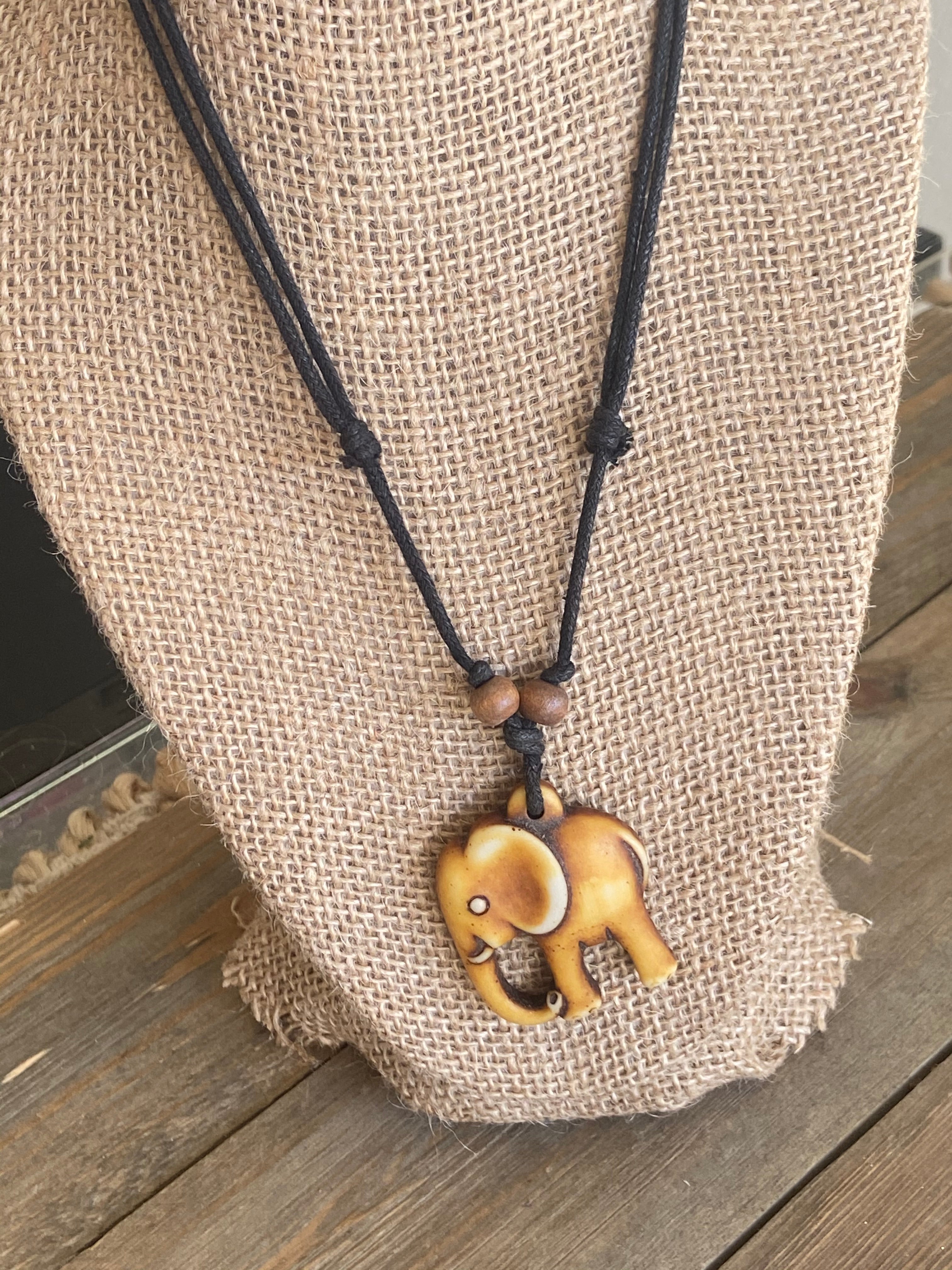 Handmade Wooden Elephant Necklace